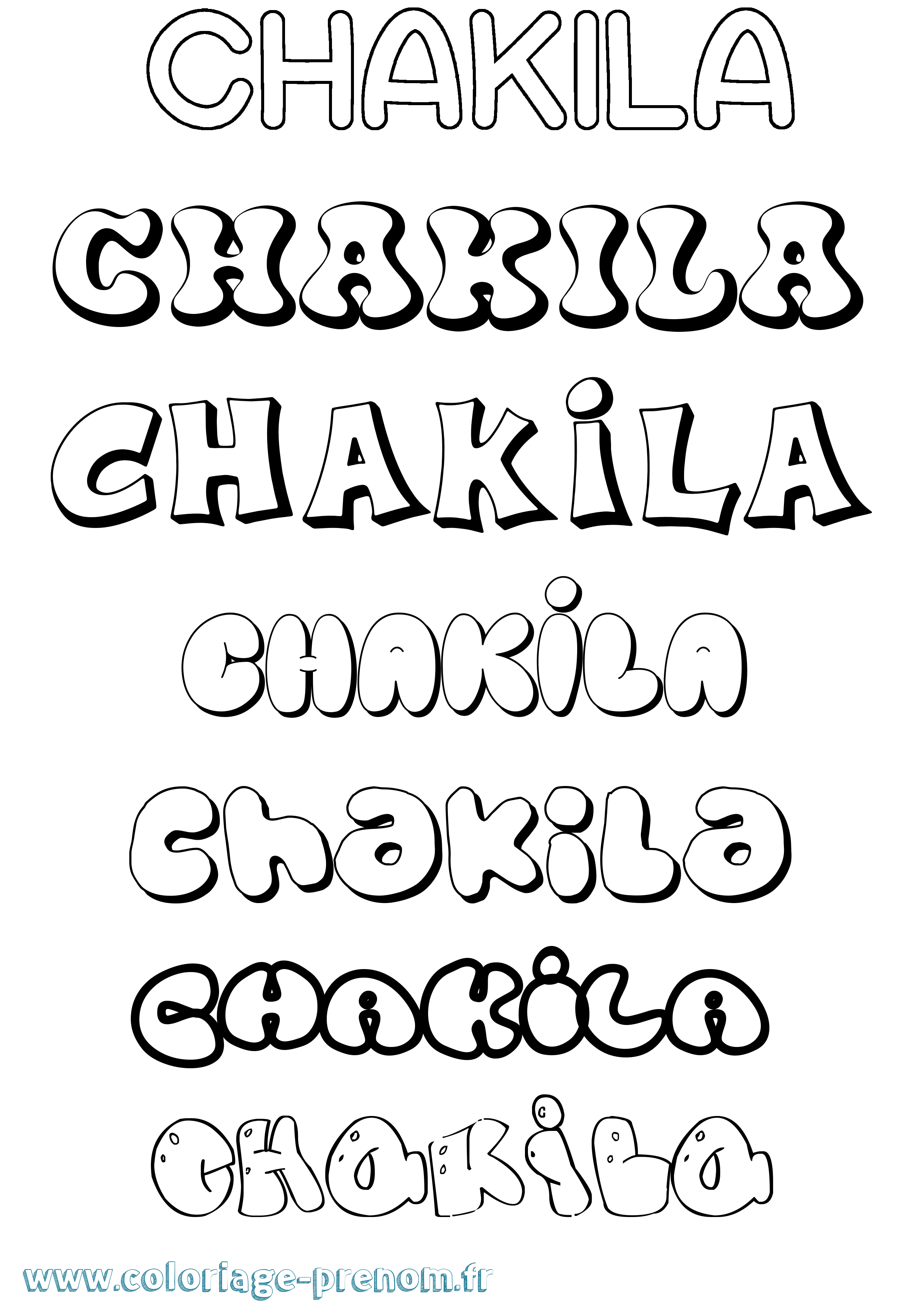 Coloriage prénom Chakila Bubble