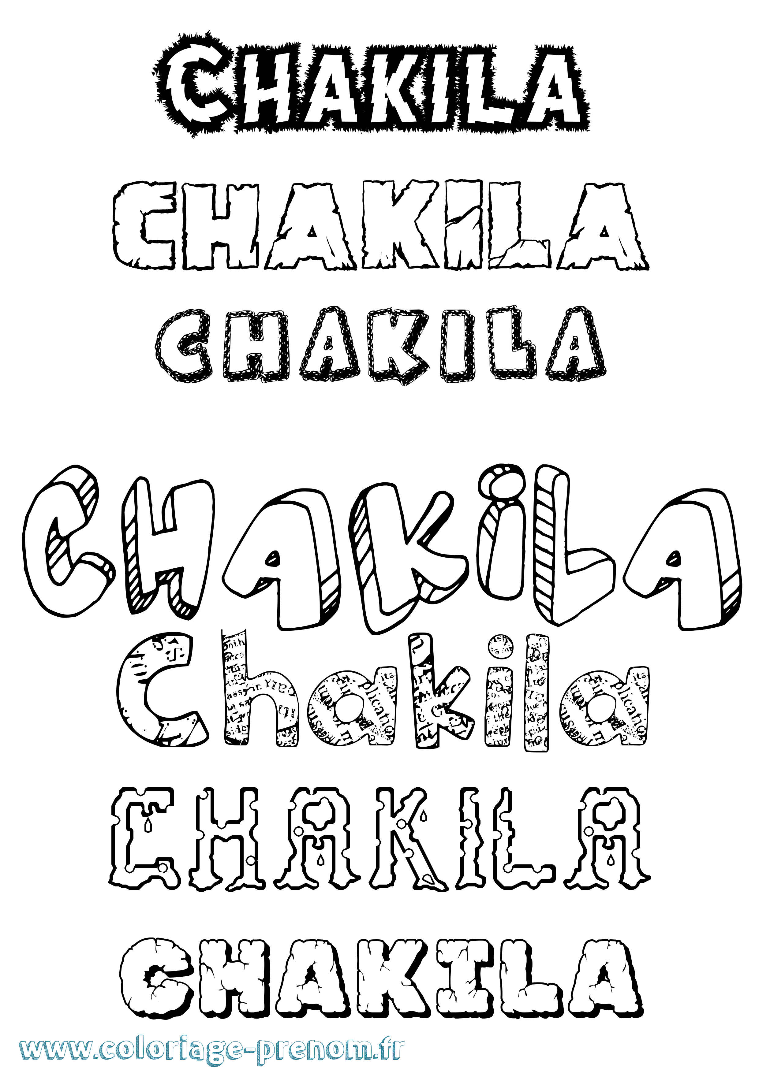 Coloriage prénom Chakila Destructuré