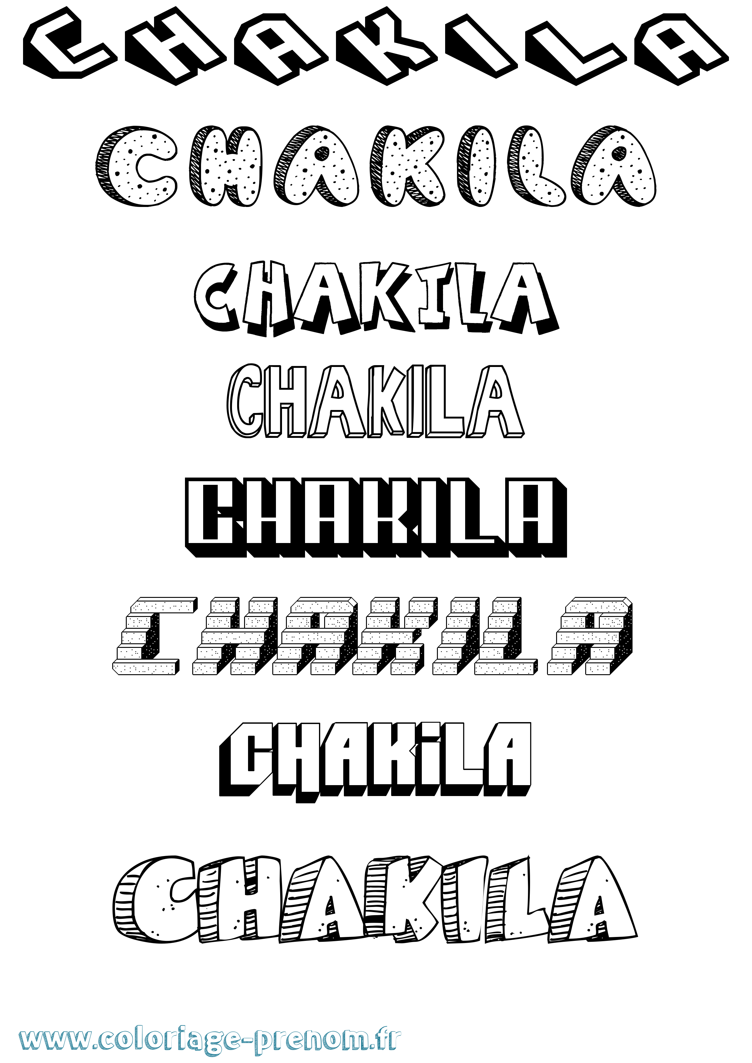 Coloriage prénom Chakila Effet 3D