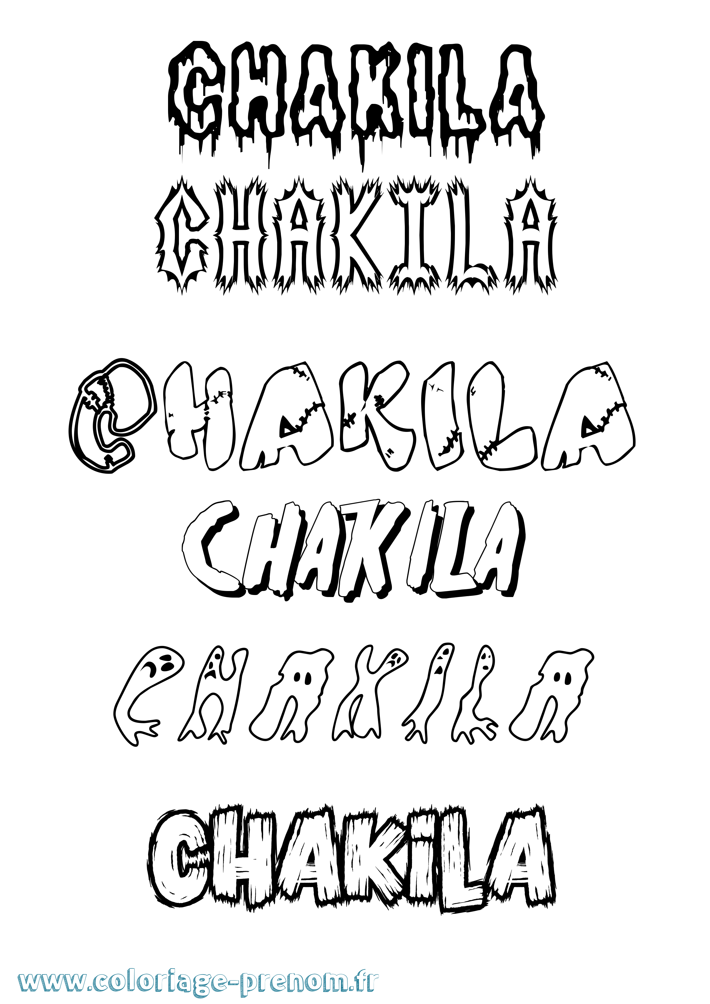 Coloriage prénom Chakila Frisson
