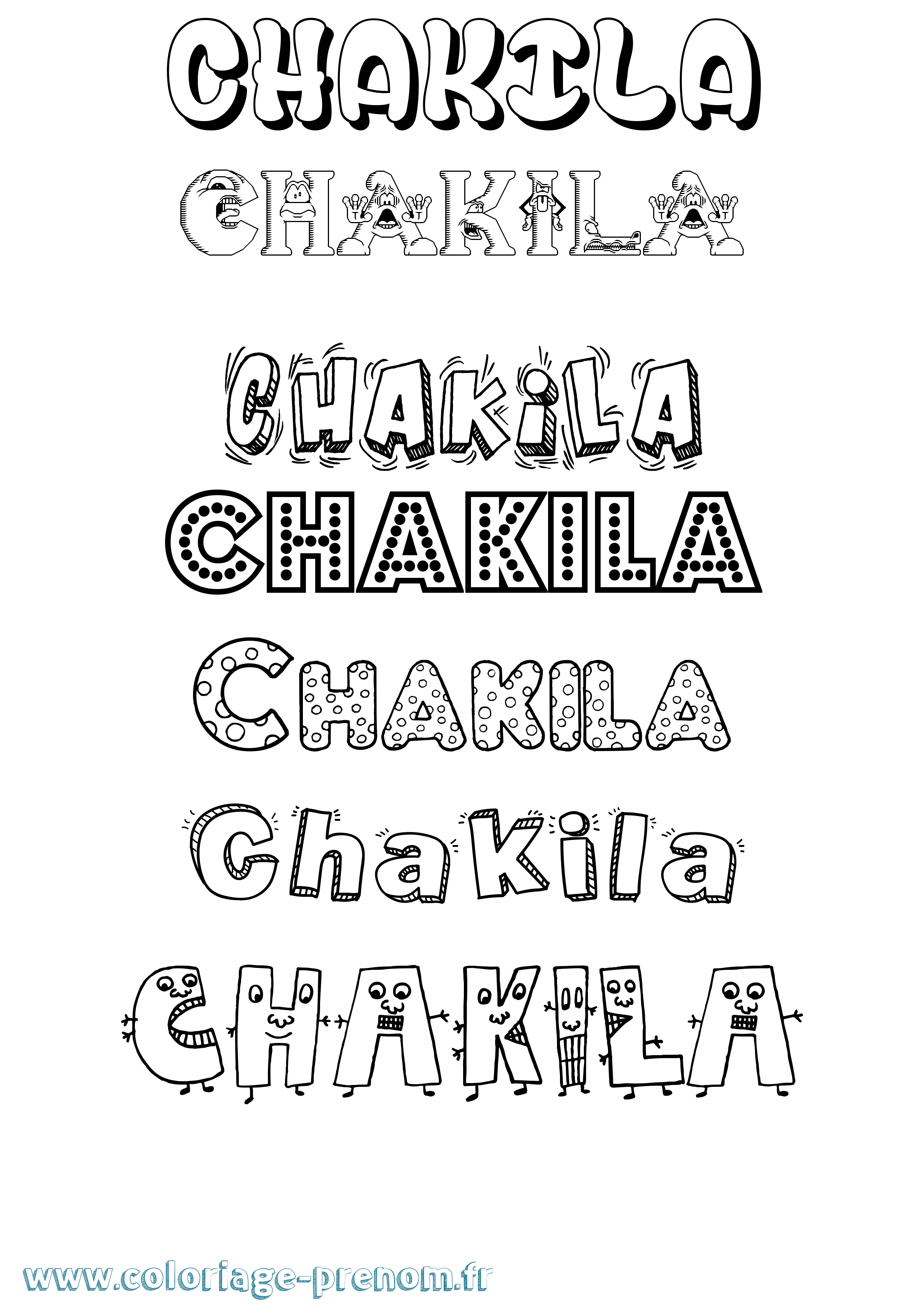 Coloriage prénom Chakila Fun