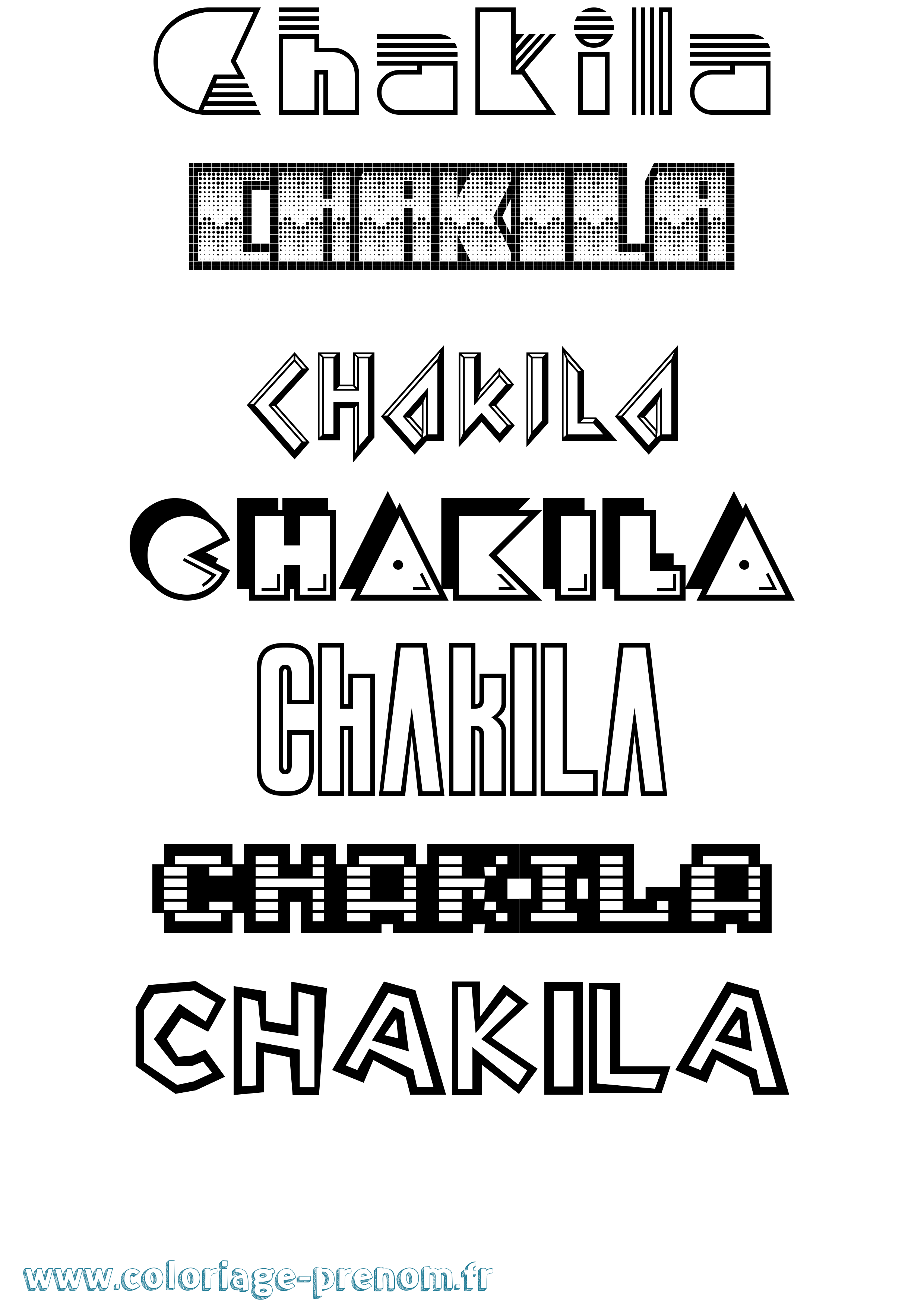 Coloriage prénom Chakila Jeux Vidéos