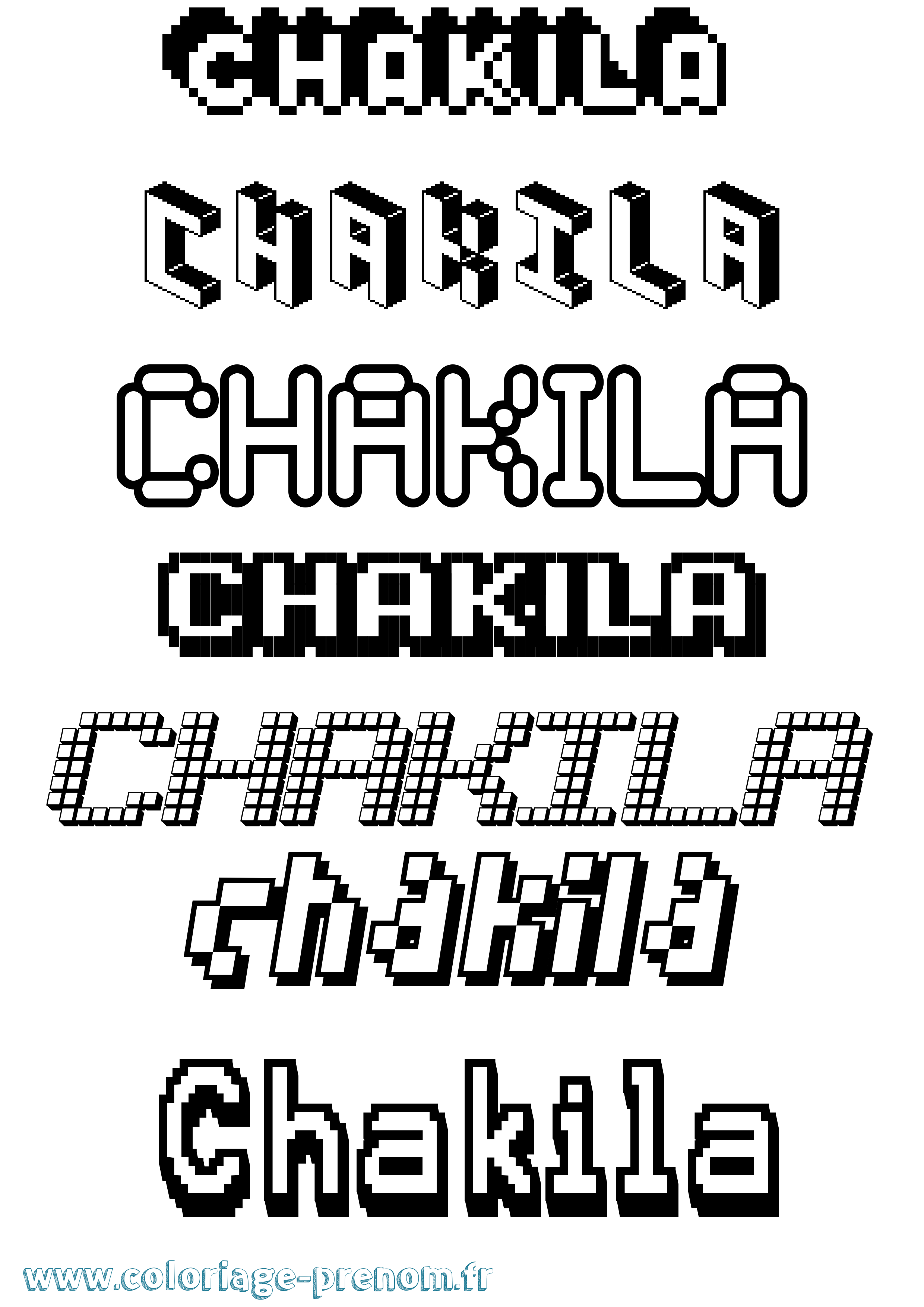 Coloriage prénom Chakila Pixel