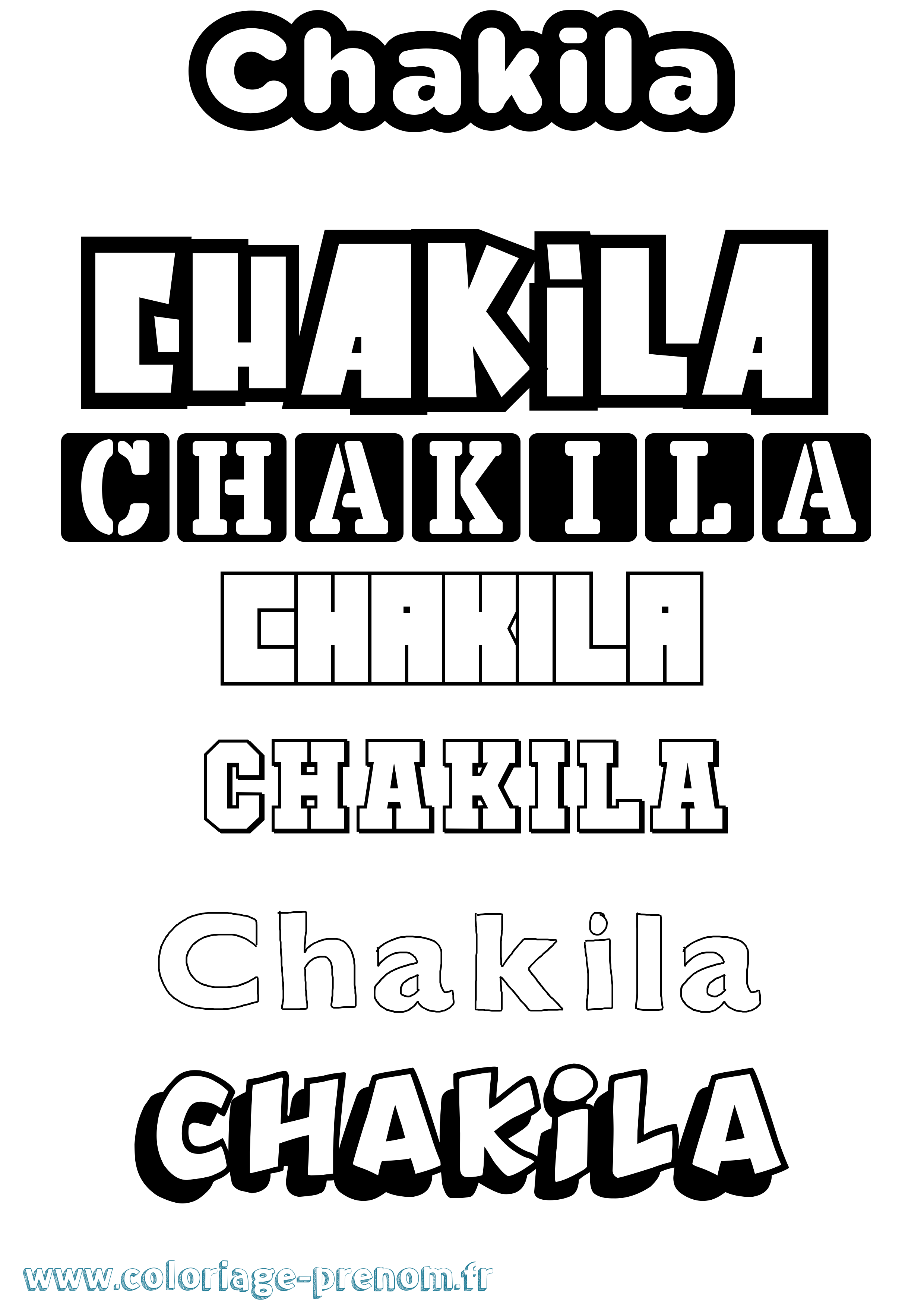 Coloriage prénom Chakila Simple