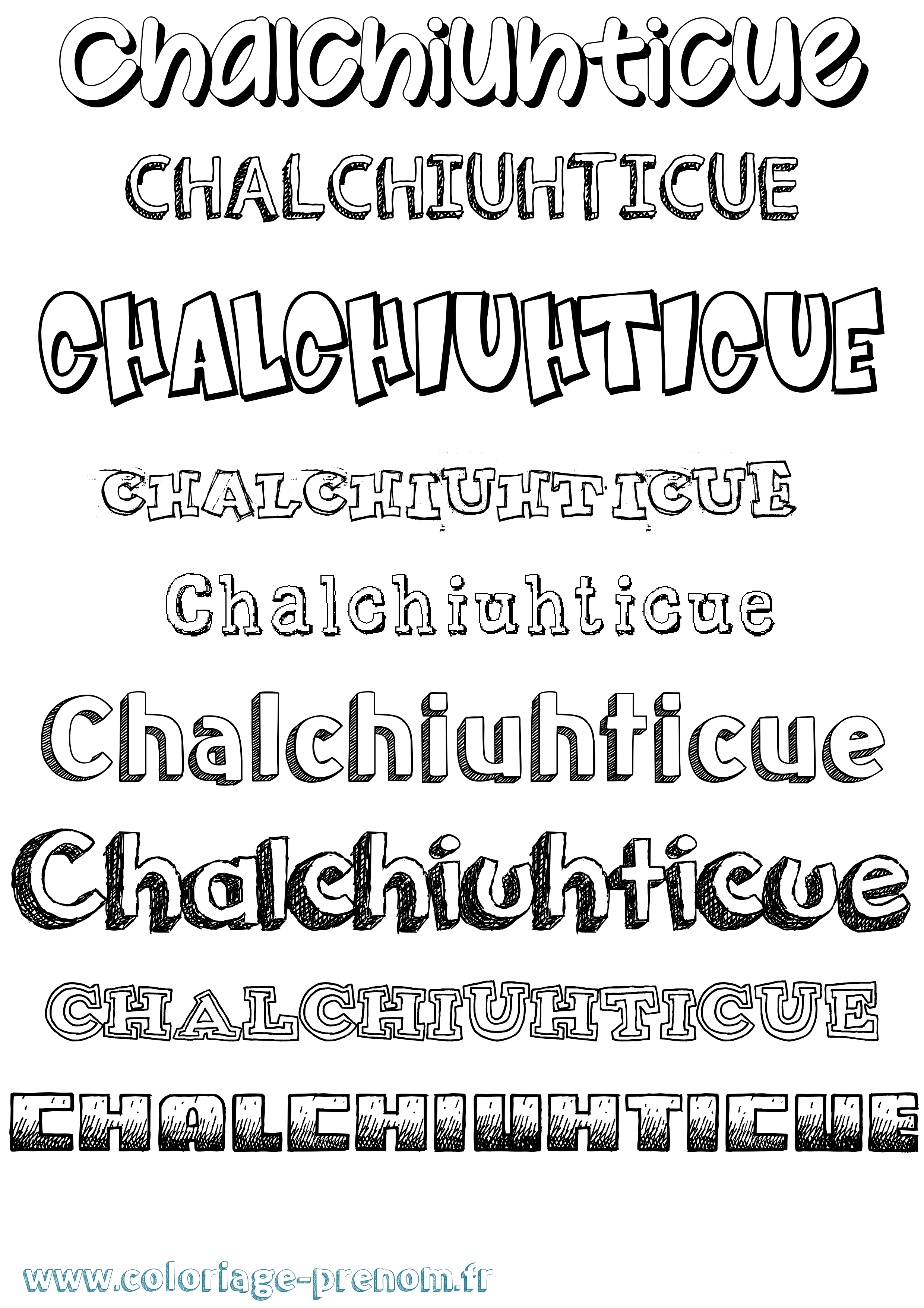 Coloriage prénom Chalchiuhticue Dessiné