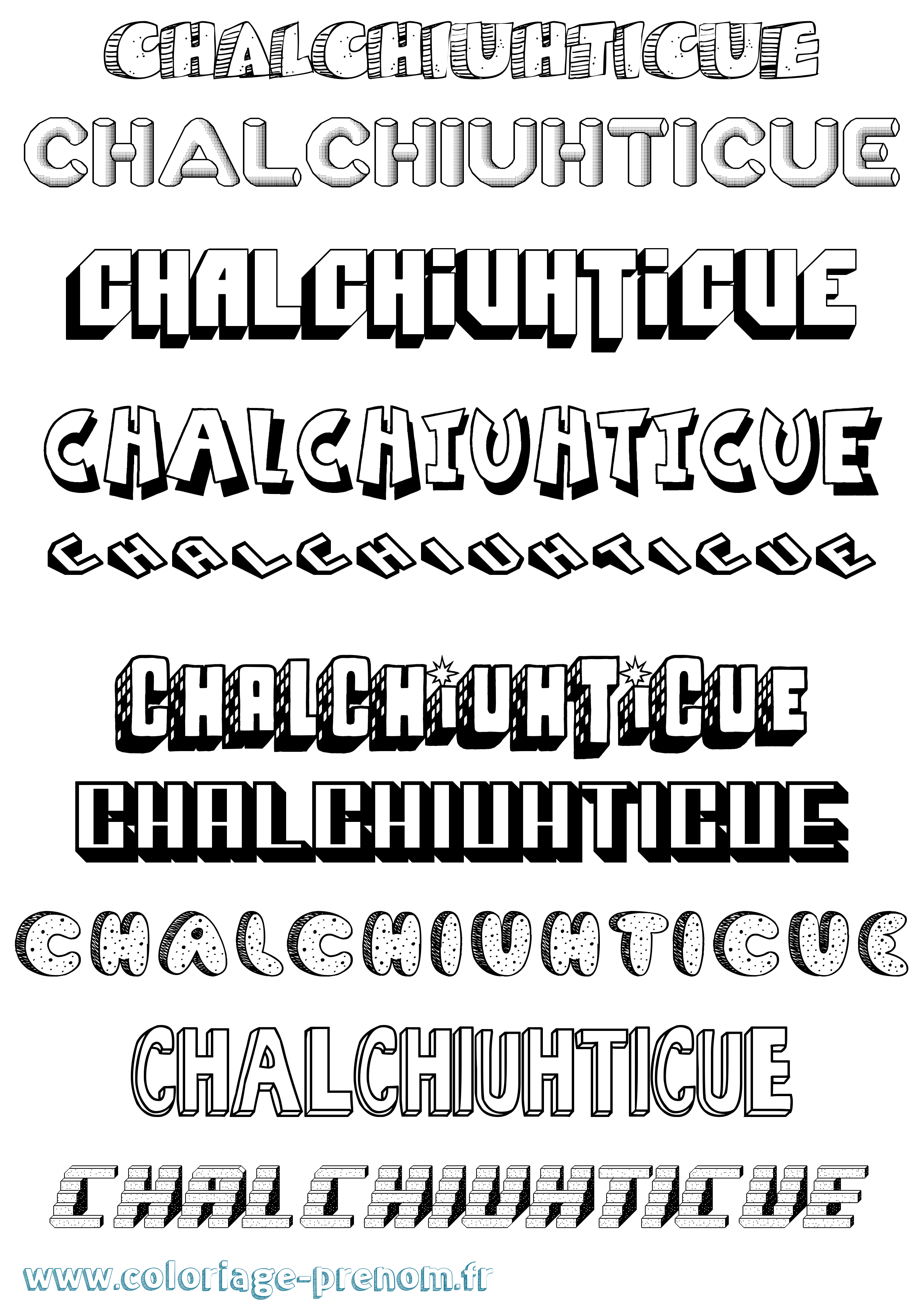 Coloriage prénom Chalchiuhticue Effet 3D
