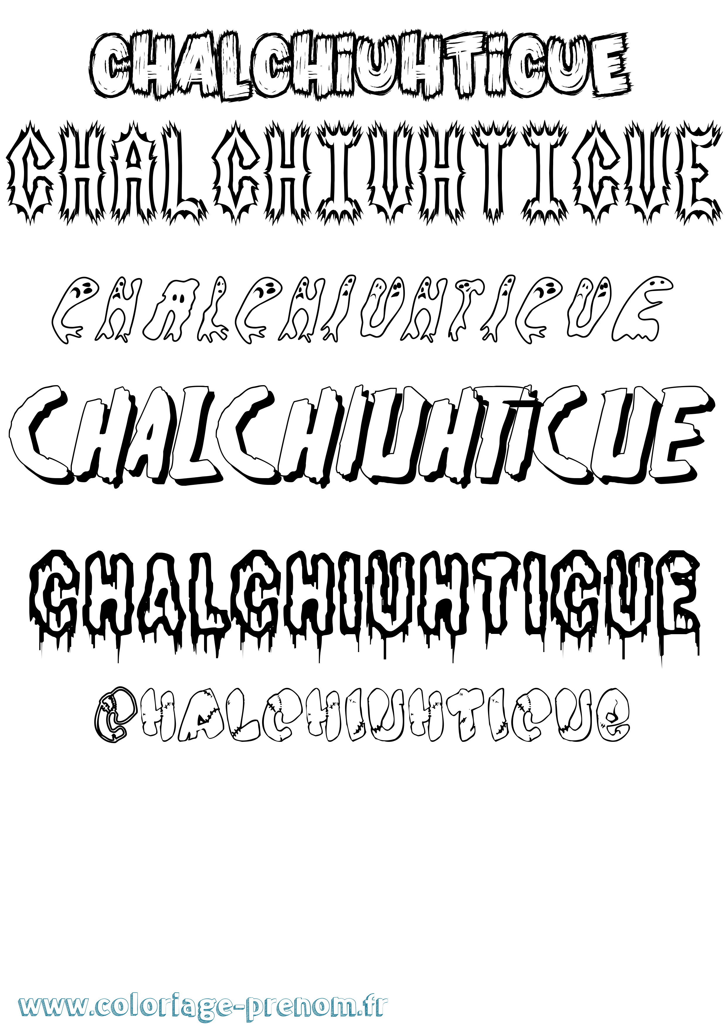 Coloriage Chalchiuhticue Frisson Coloriage prénom Chalchiuhticue Frisson