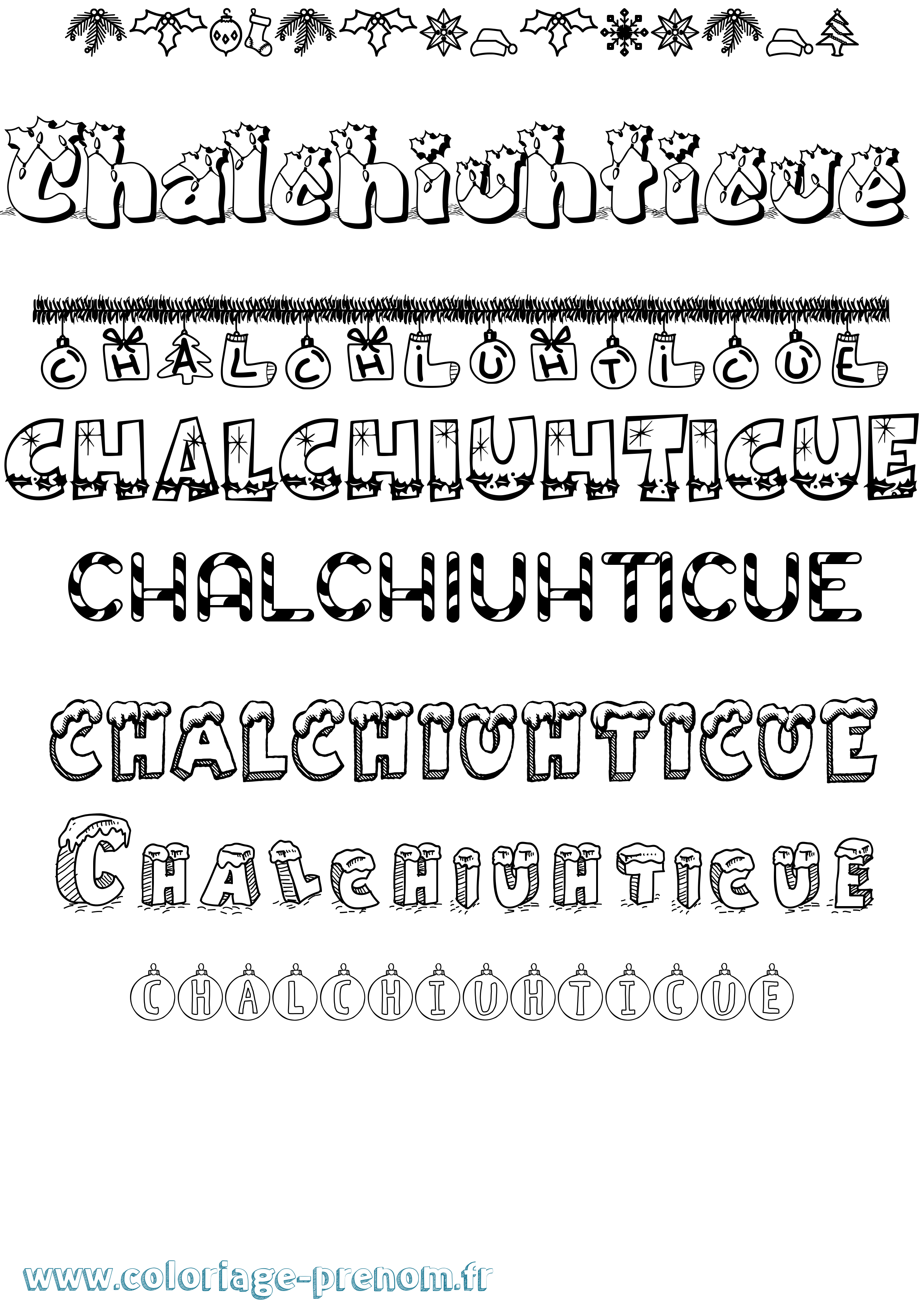 Coloriage Chalchiuhticue Noël Coloriage prénom Chalchiuhticue Noël
