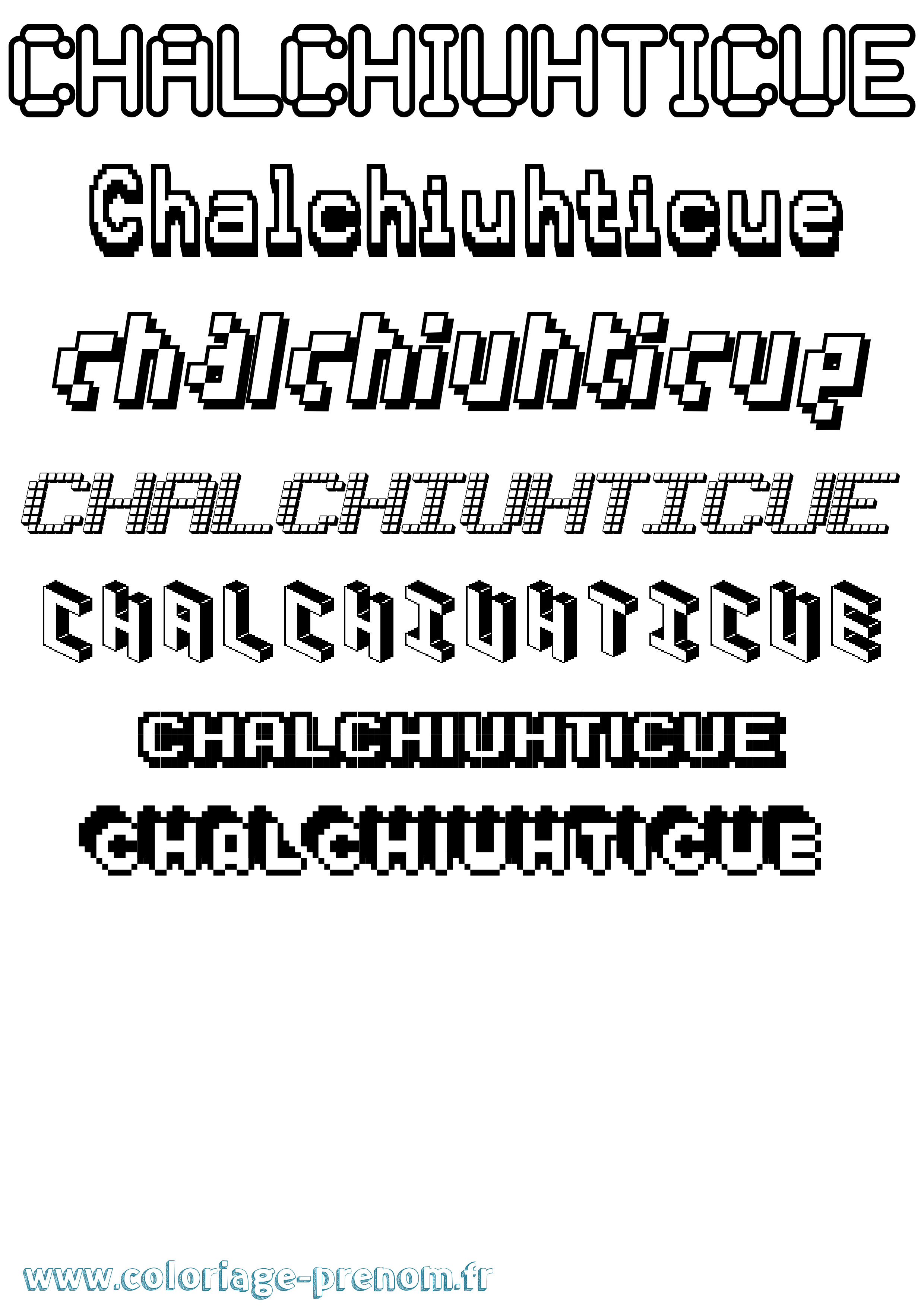 Coloriage Chalchiuhticue Pixel Coloriage prénom Chalchiuhticue Pixel