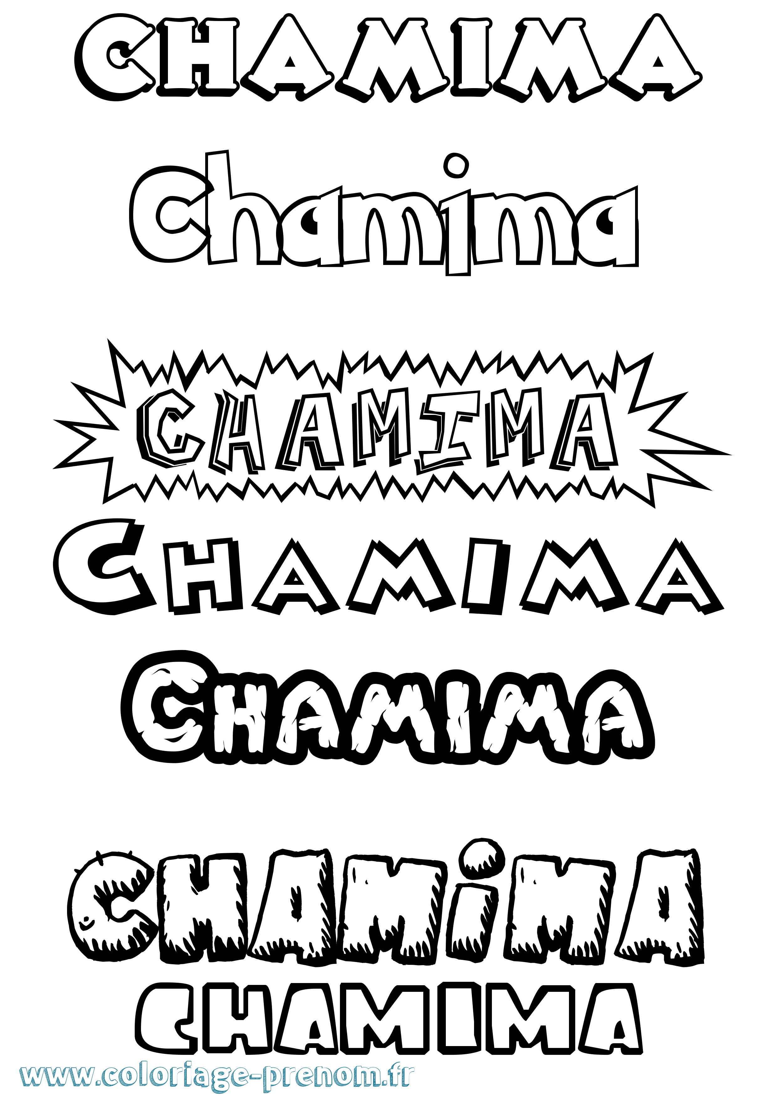 Coloriage prénom Chamima Dessin Animé