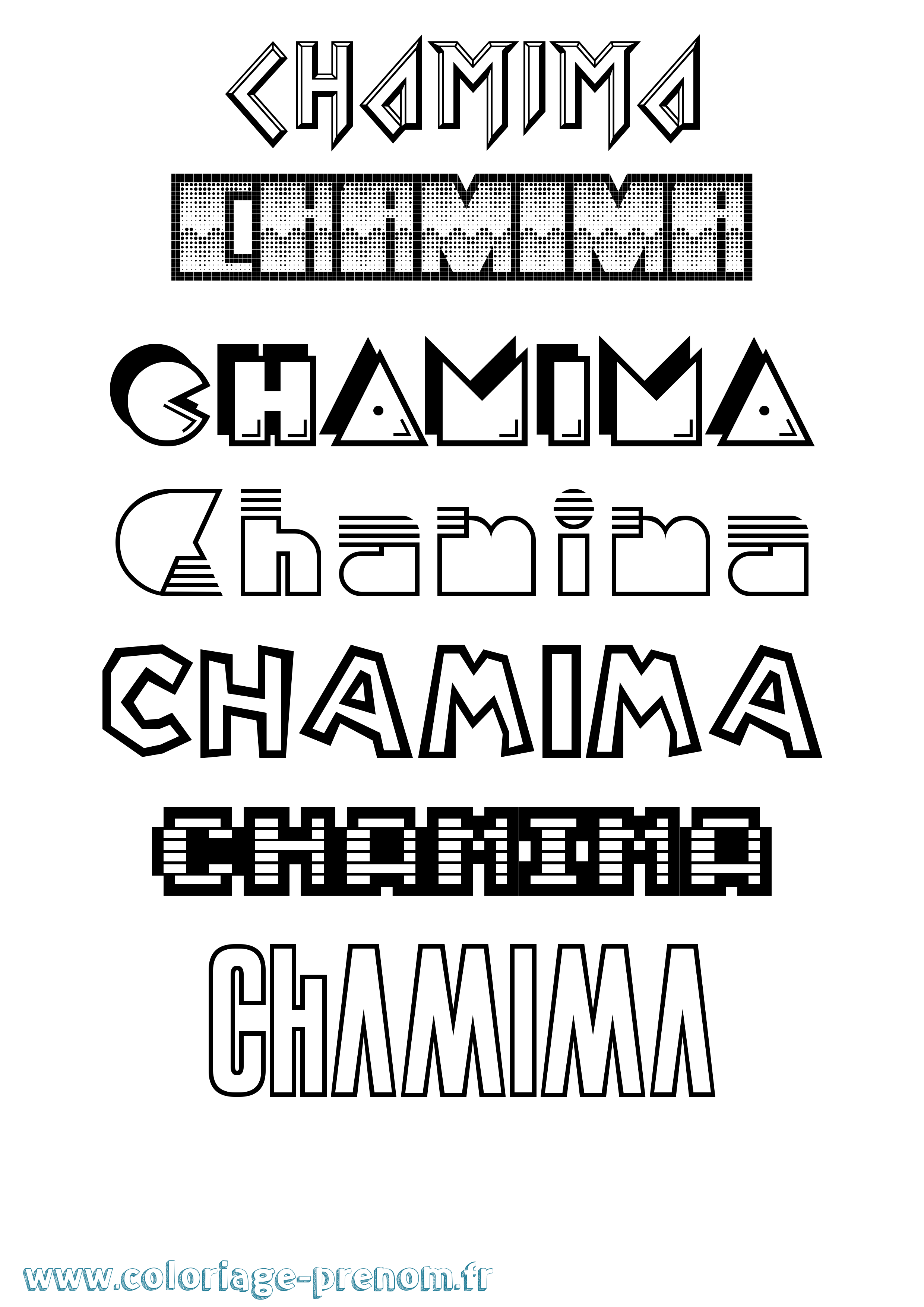Coloriage prénom Chamima Jeux Vidéos