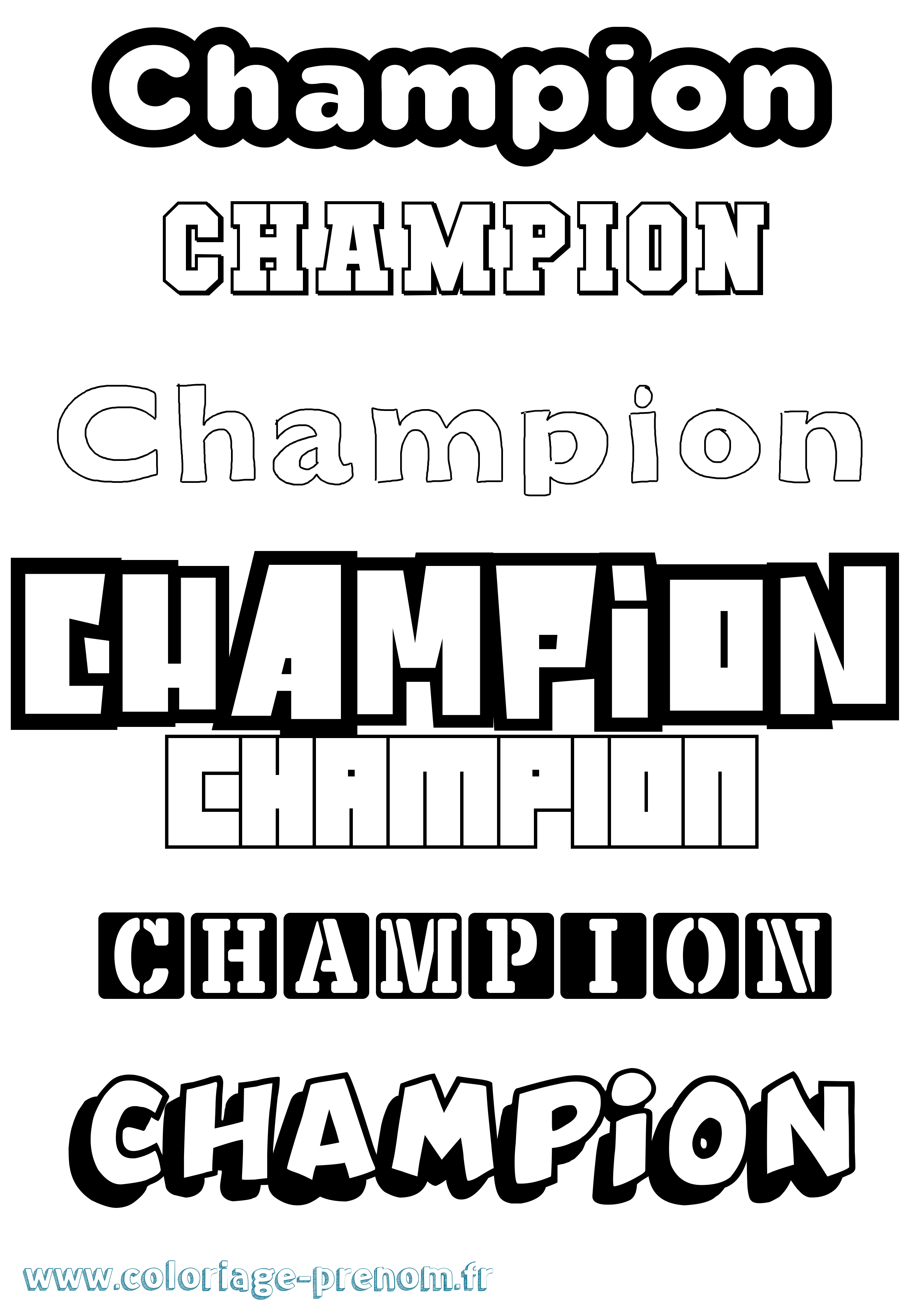 Coloriage prénom Champion Simple