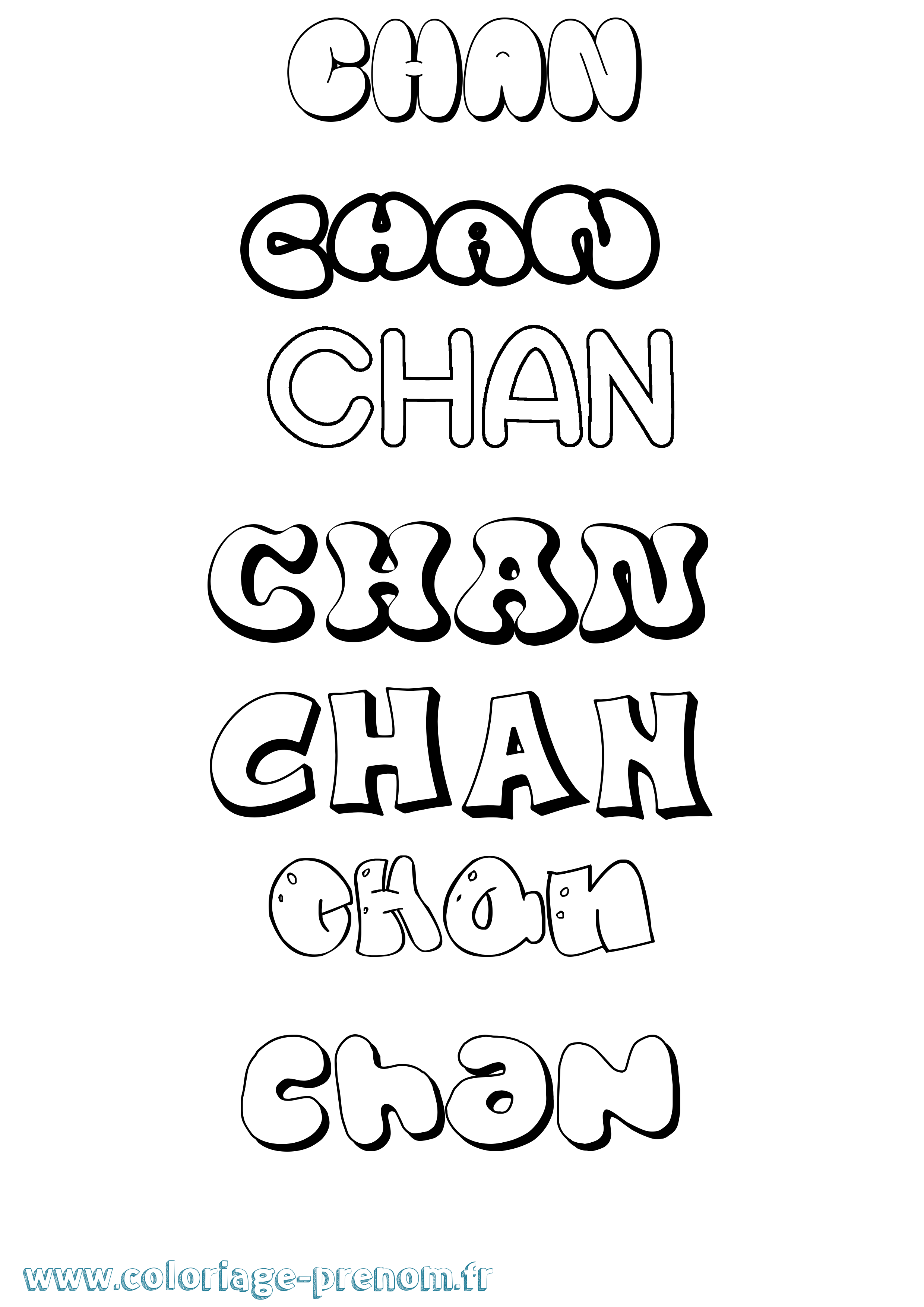 Coloriage prénom Chan Bubble