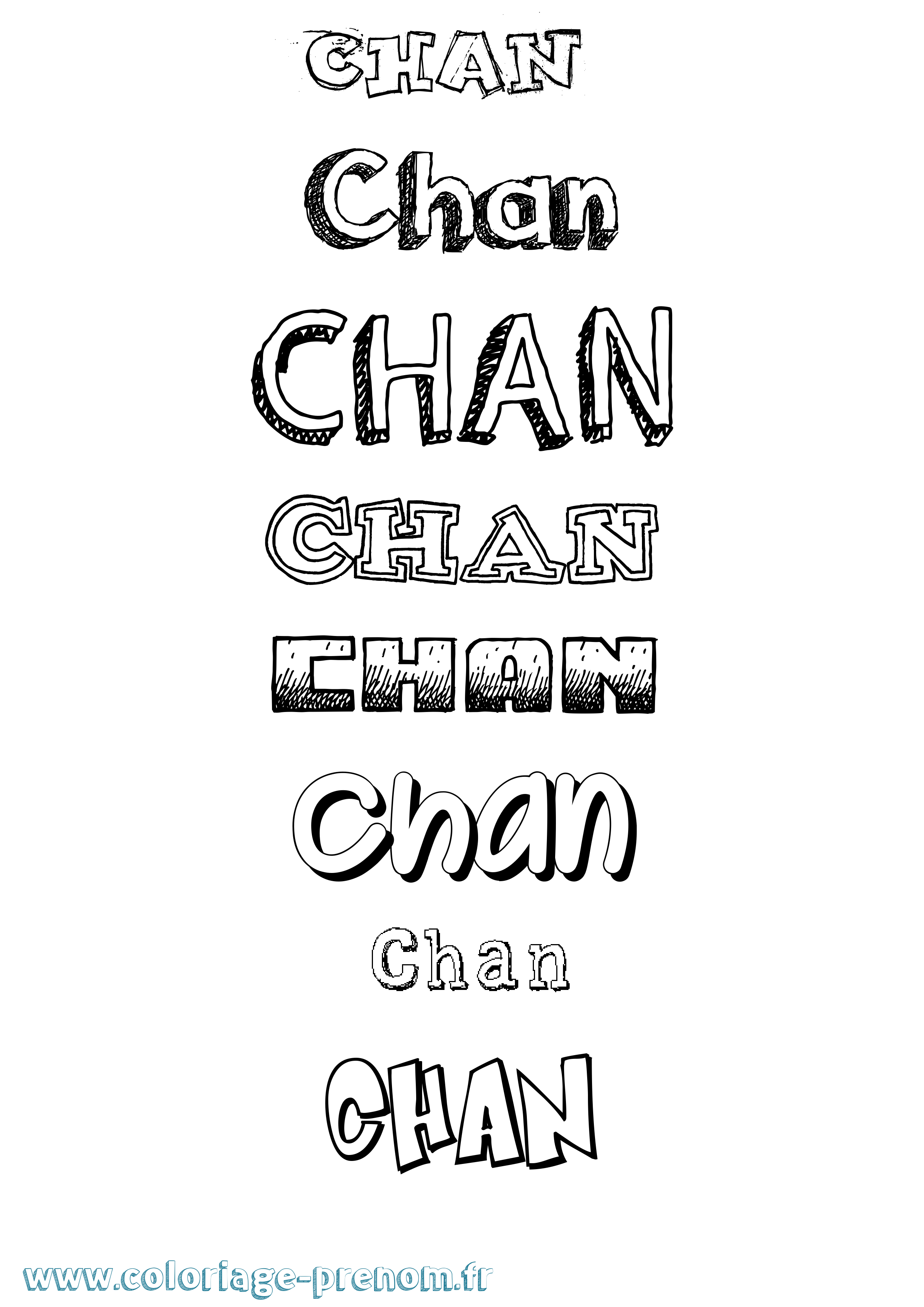 Coloriage prénom Chan Dessiné