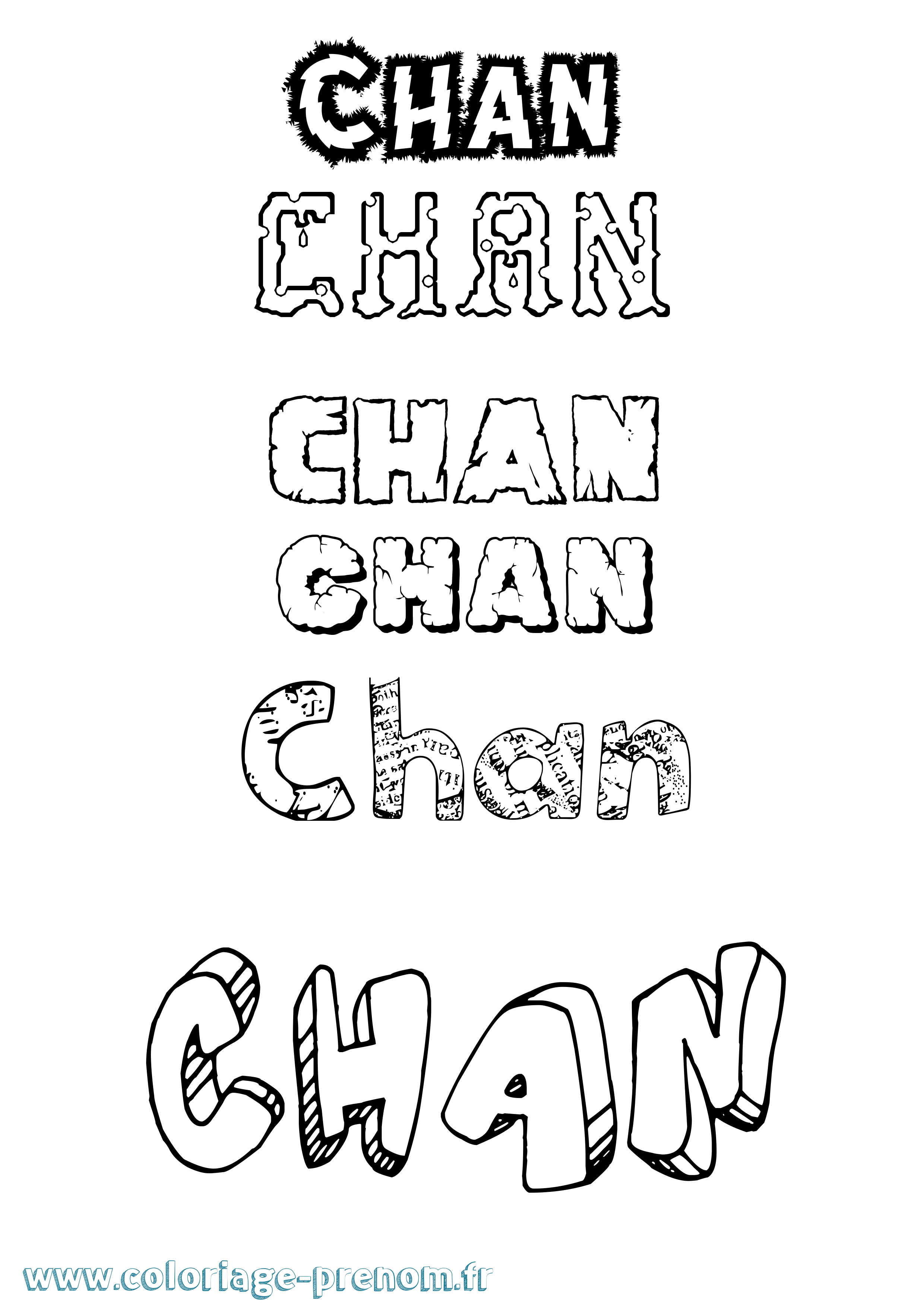 Coloriage prénom Chan Destructuré