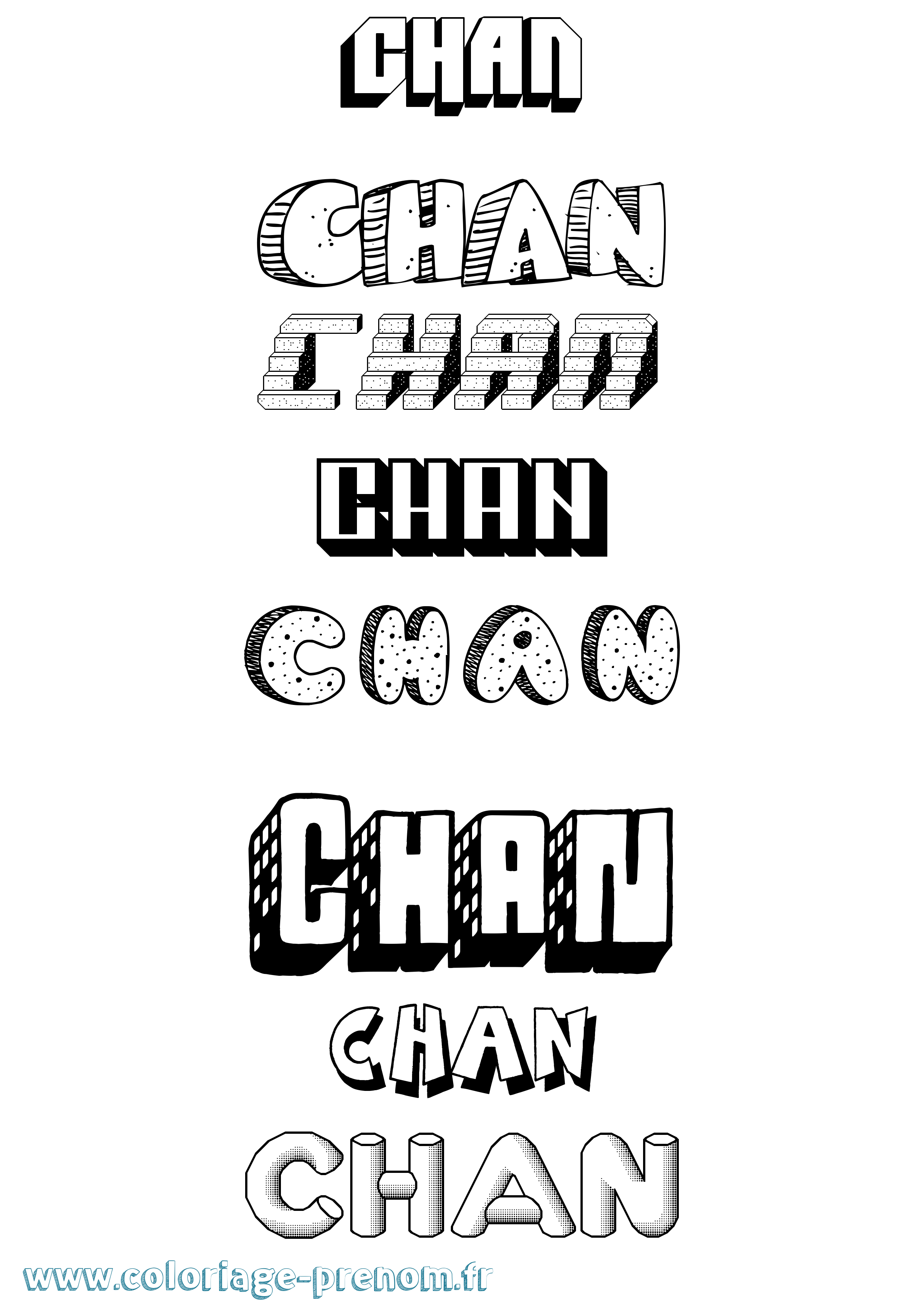 Coloriage prénom Chan Effet 3D