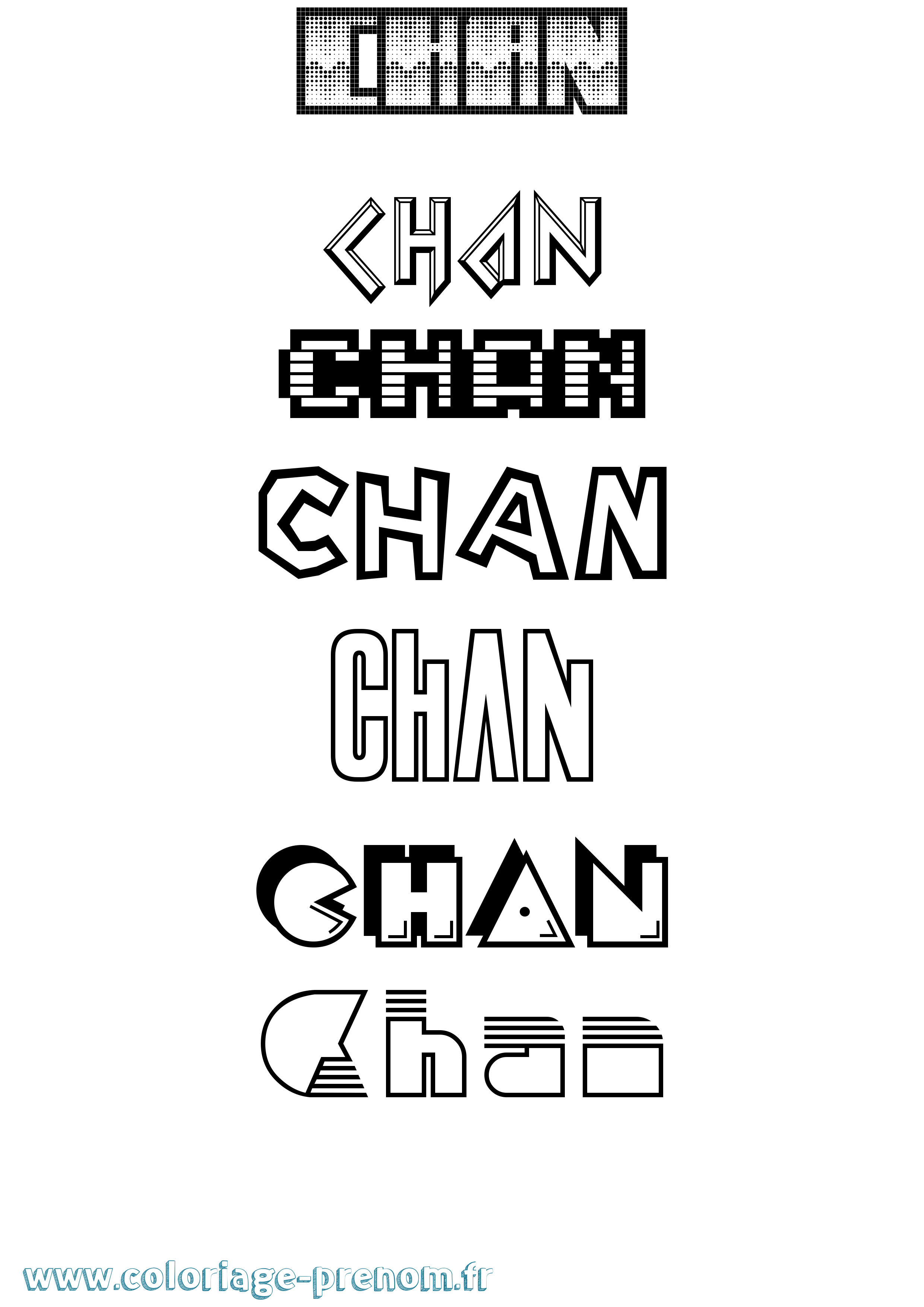 Coloriage prénom Chan Jeux Vidéos