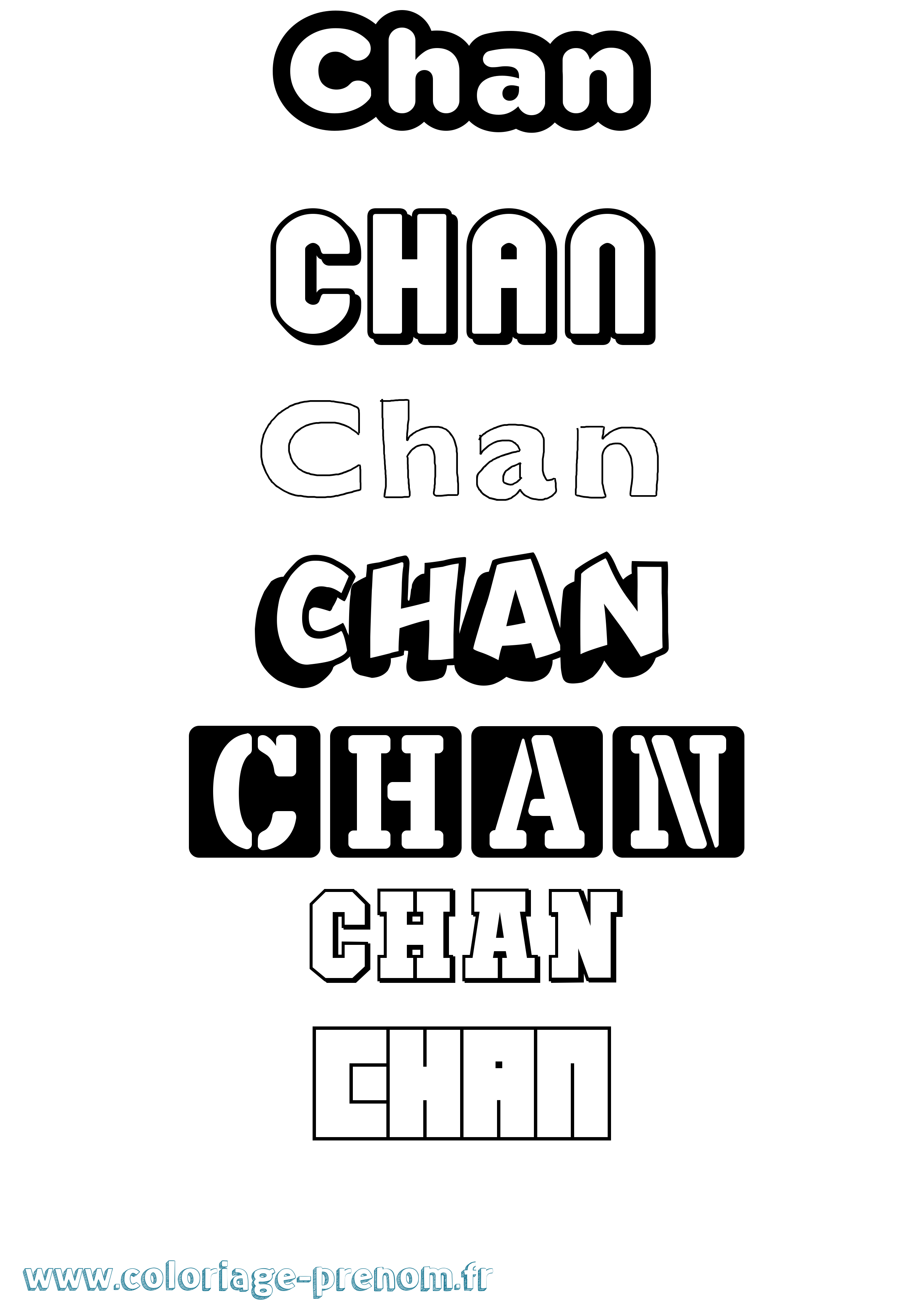 Coloriage prénom Chan Simple