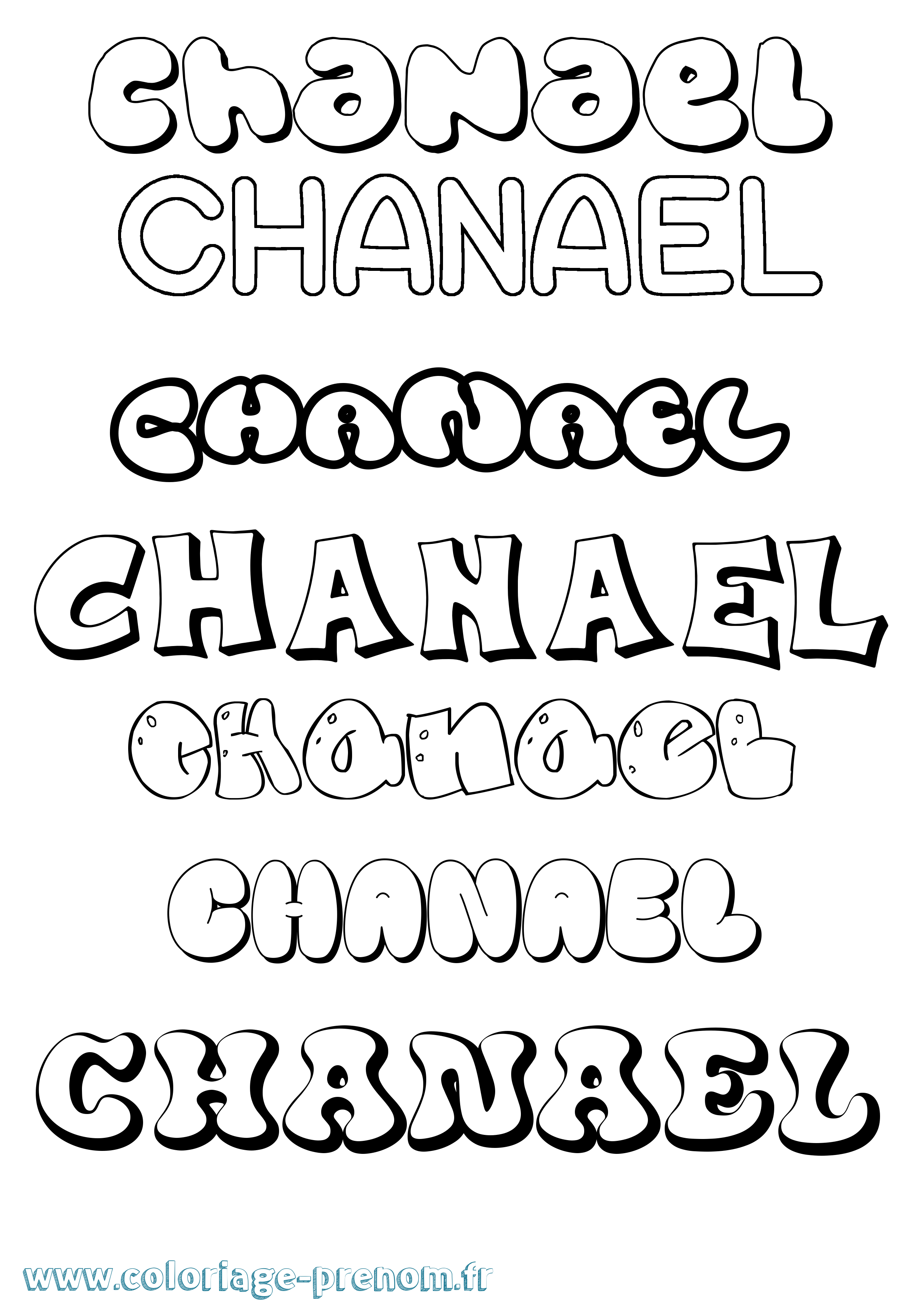 Coloriage prénom Chanael Bubble