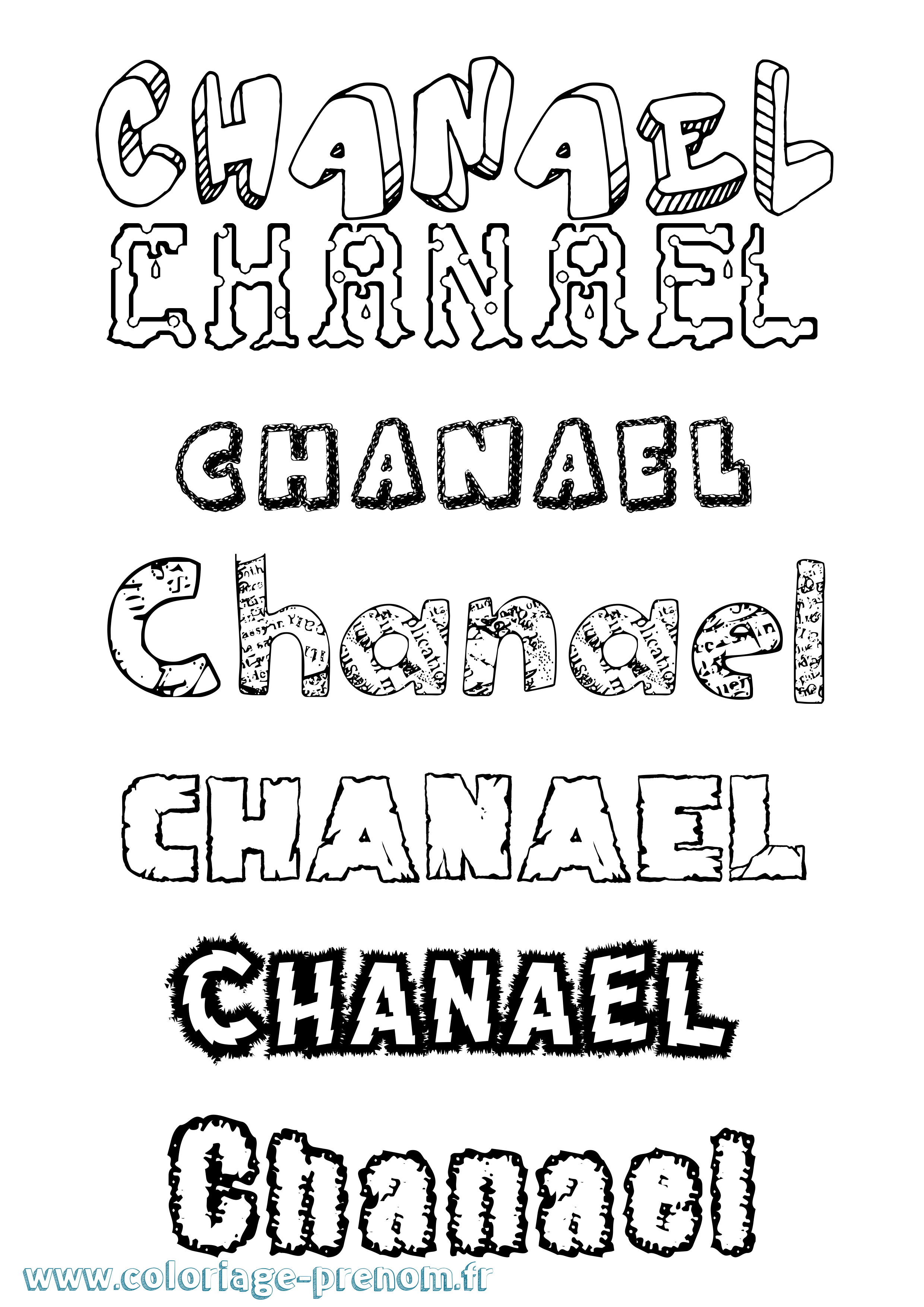 Coloriage prénom Chanael Destructuré