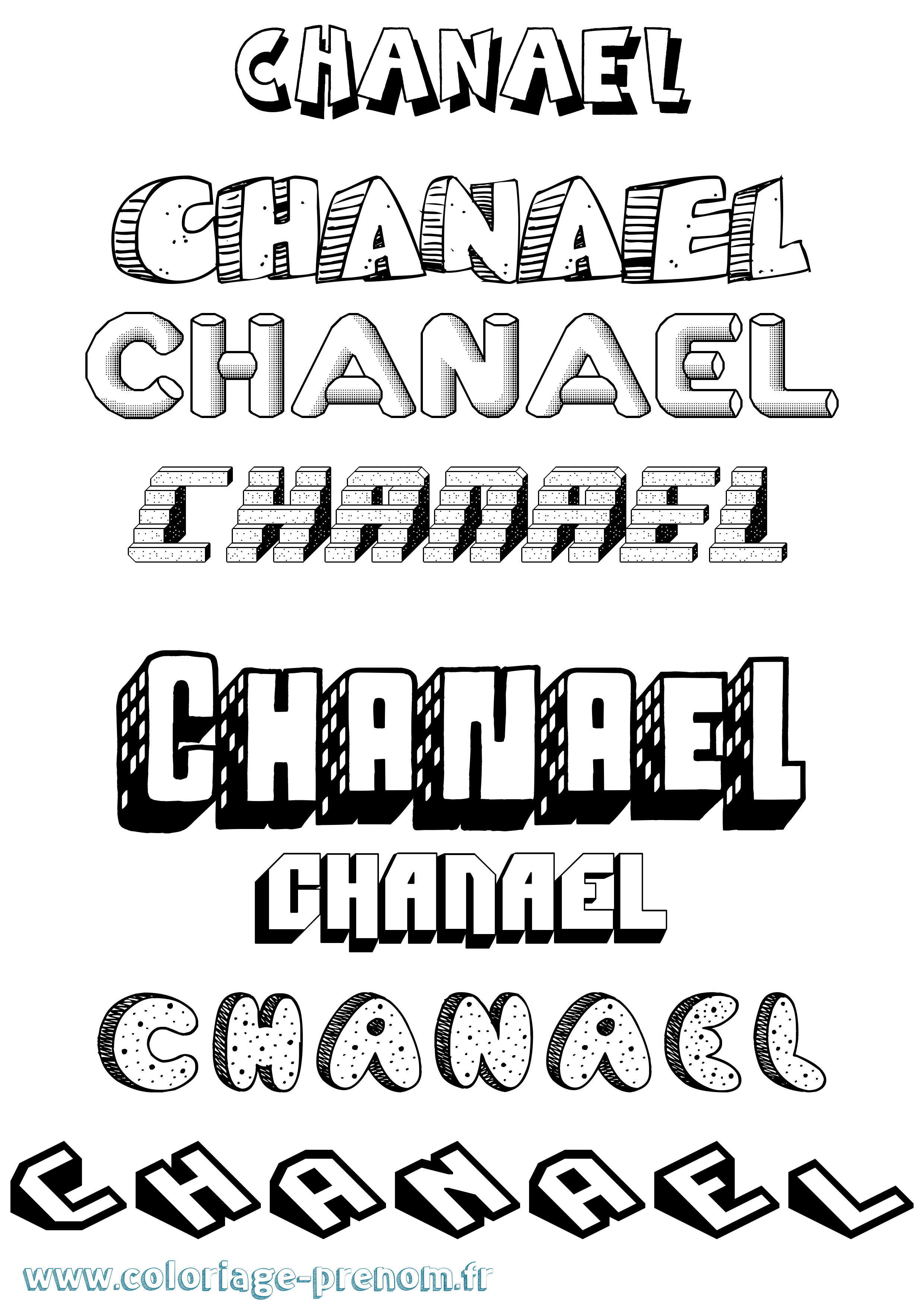 Coloriage prénom Chanael Effet 3D