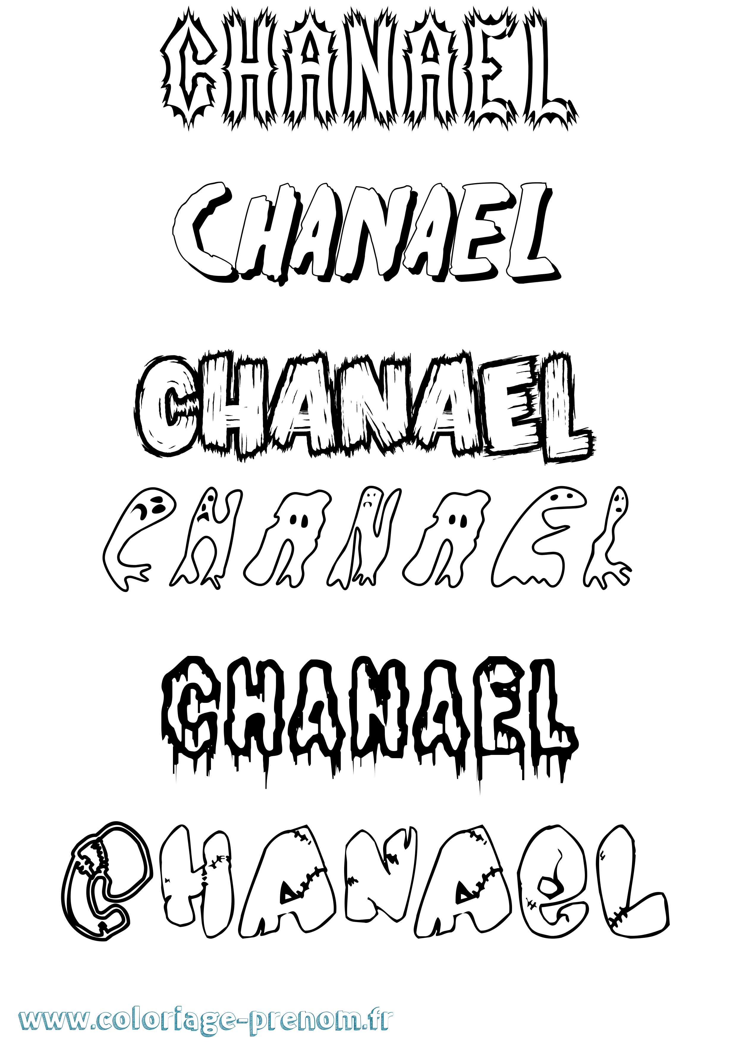 Coloriage prénom Chanael Frisson