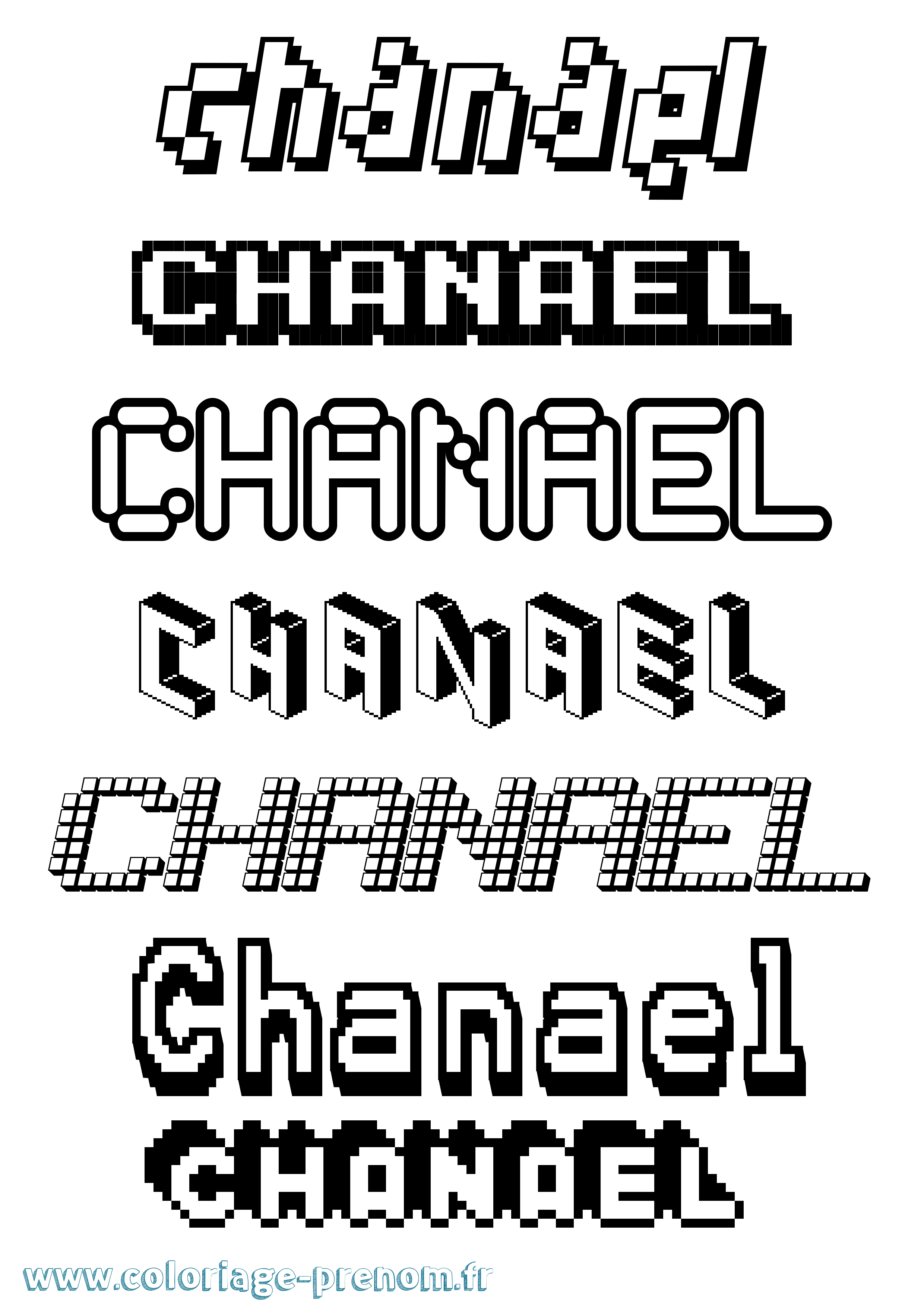 Coloriage prénom Chanael Pixel