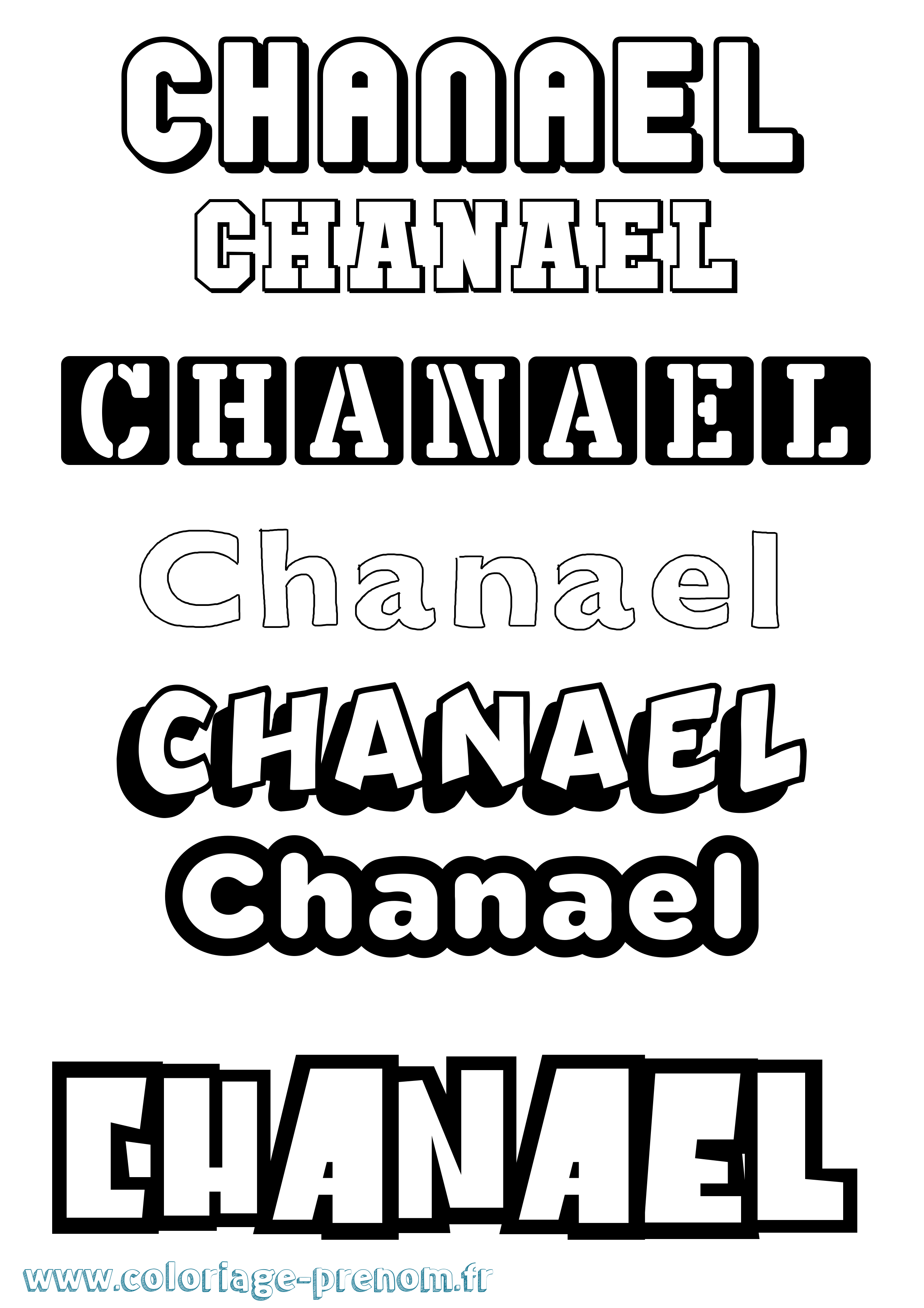 Coloriage prénom Chanael Simple