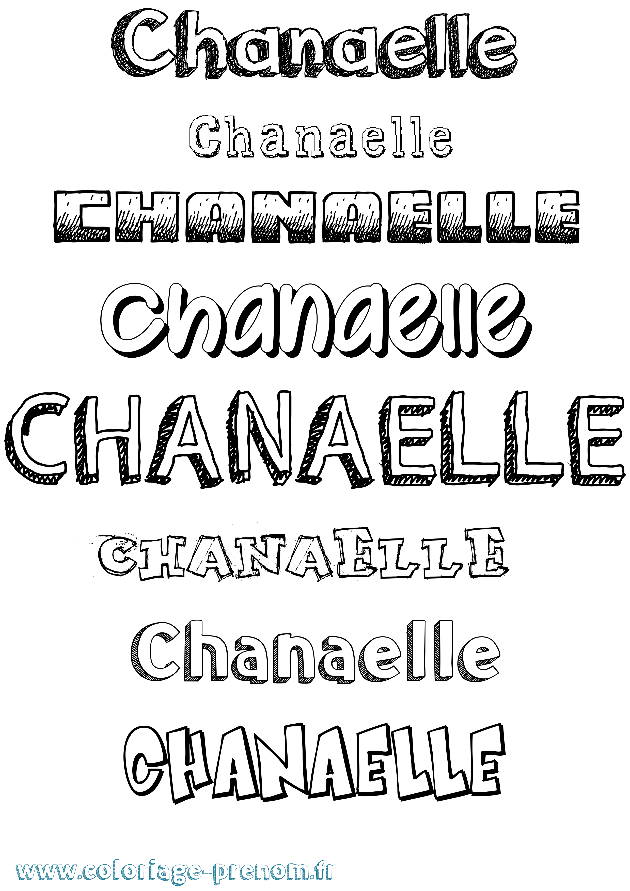 Coloriage prénom Chanaelle Dessiné
