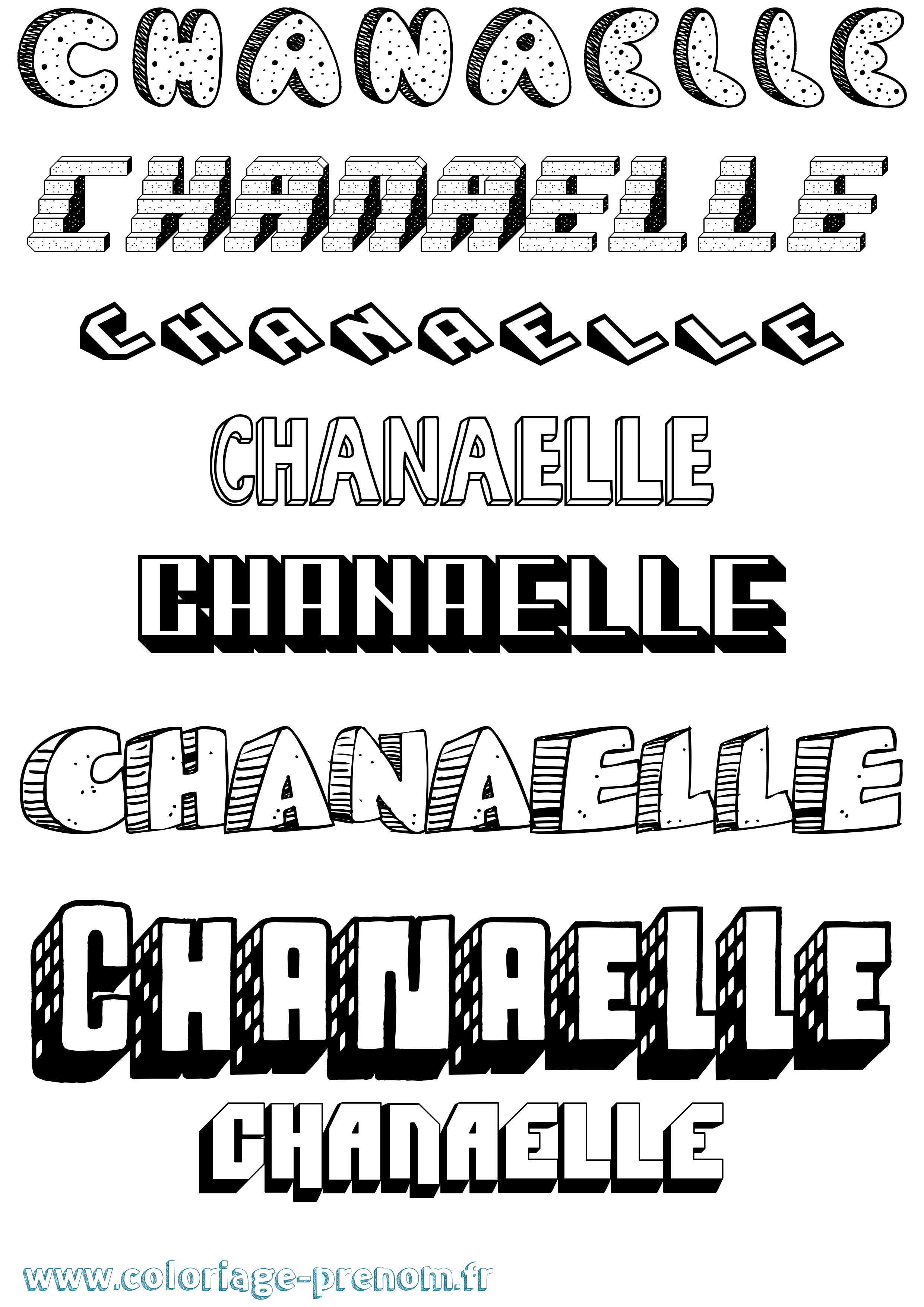 Coloriage prénom Chanaelle Effet 3D