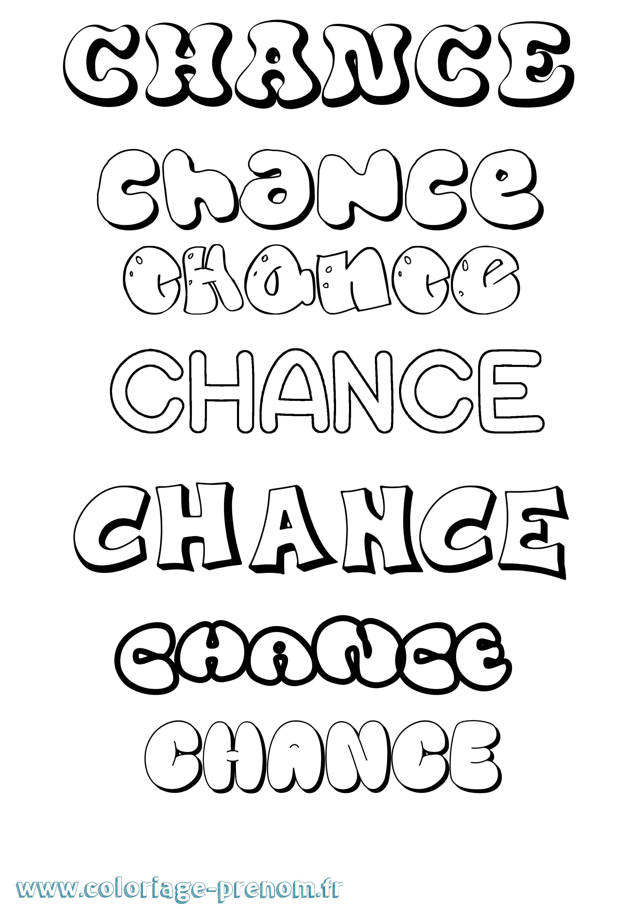 Coloriage prénom Chance Bubble