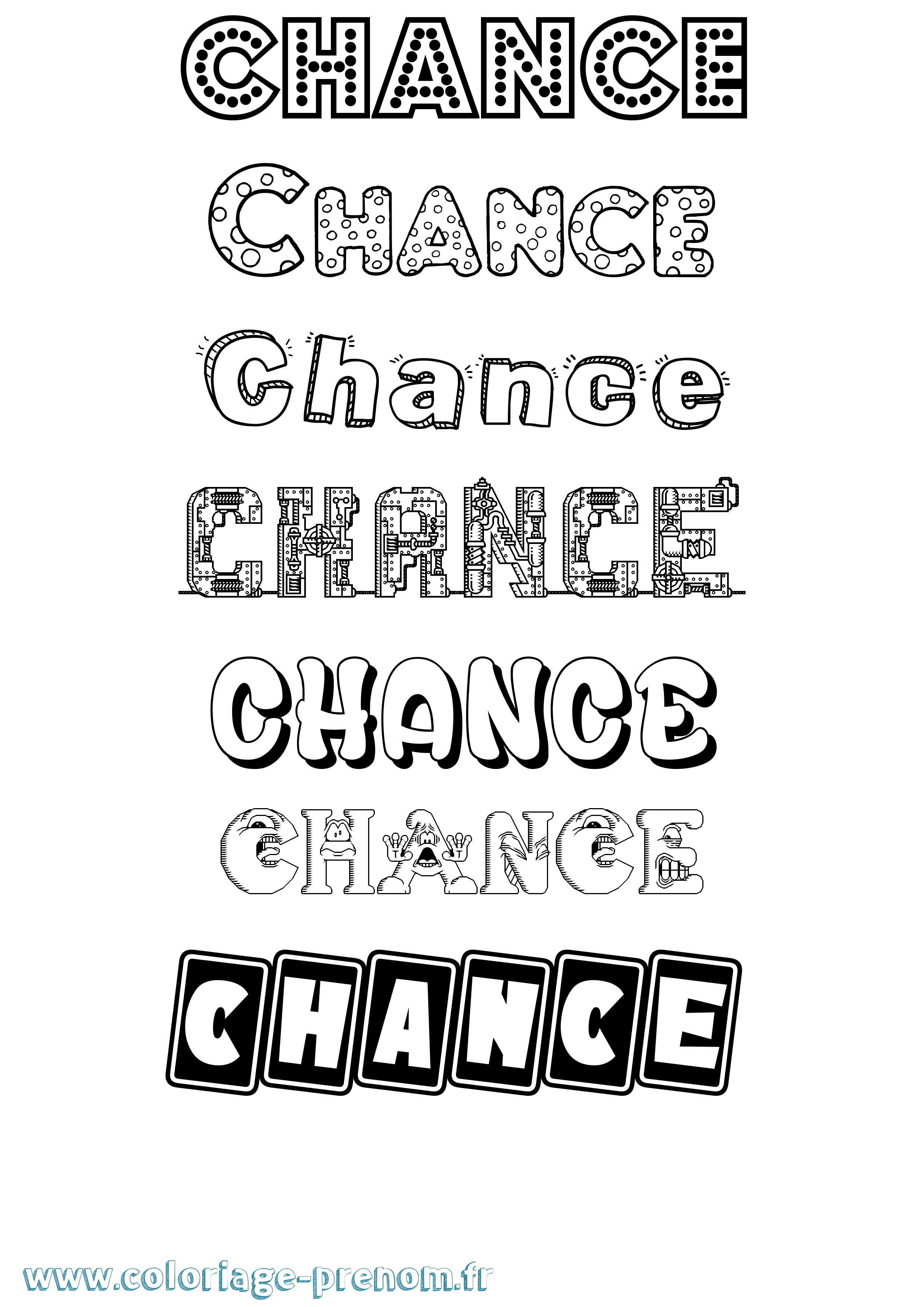 Coloriage prénom Chance Fun