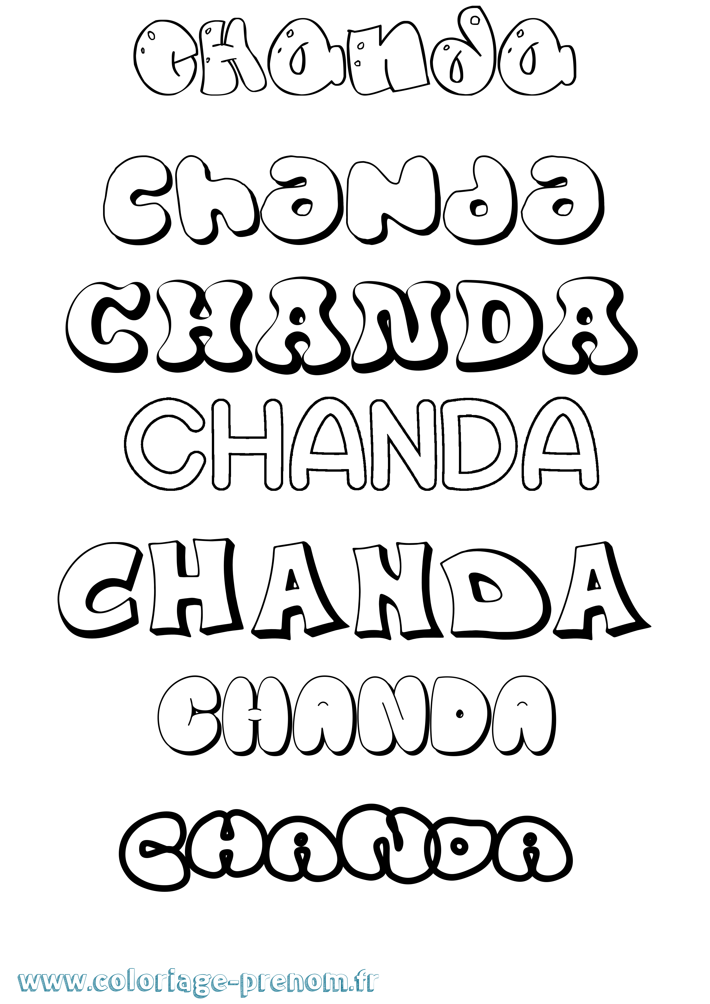 Coloriage prénom Chanda Bubble