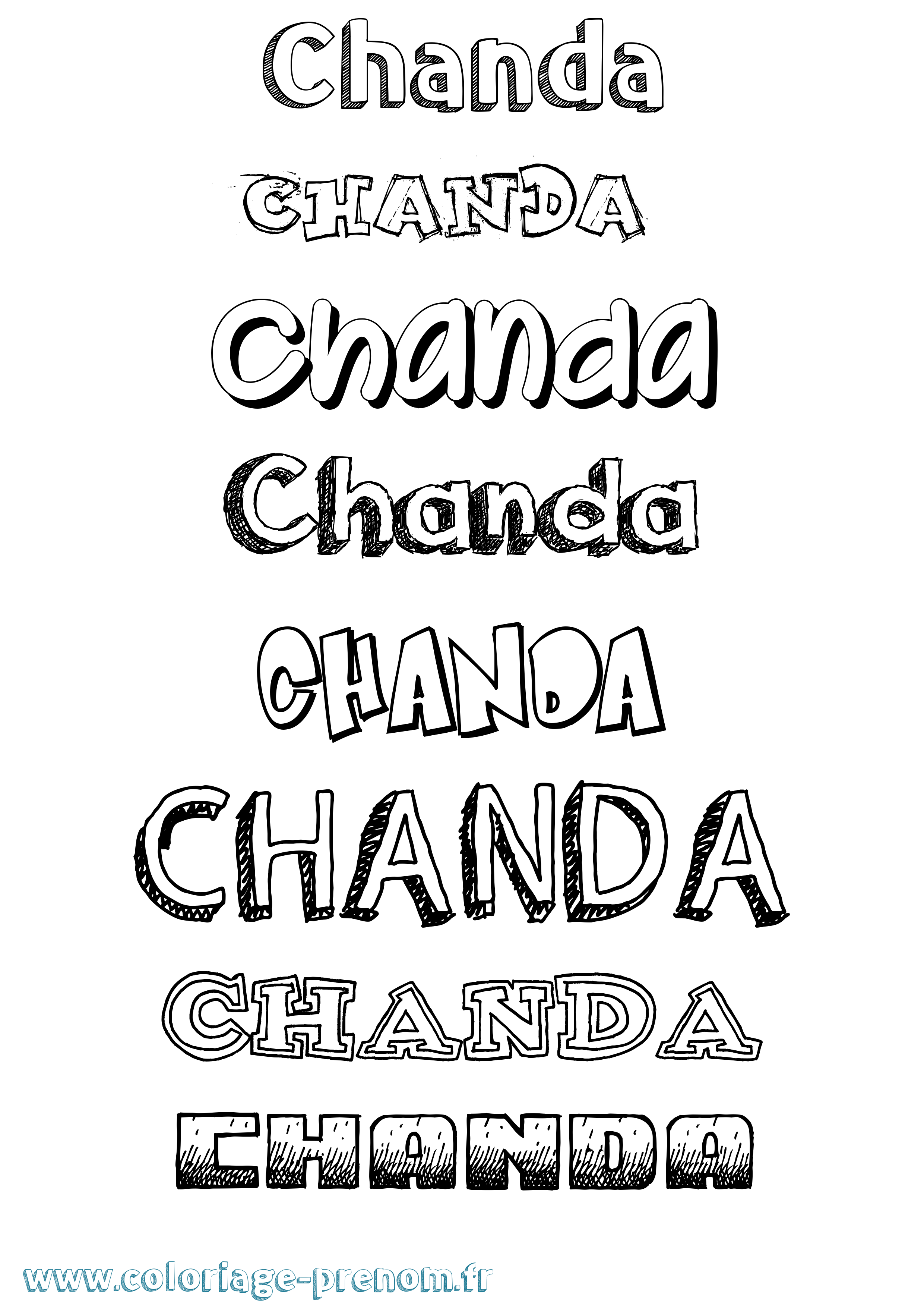 Coloriage prénom Chanda Dessiné