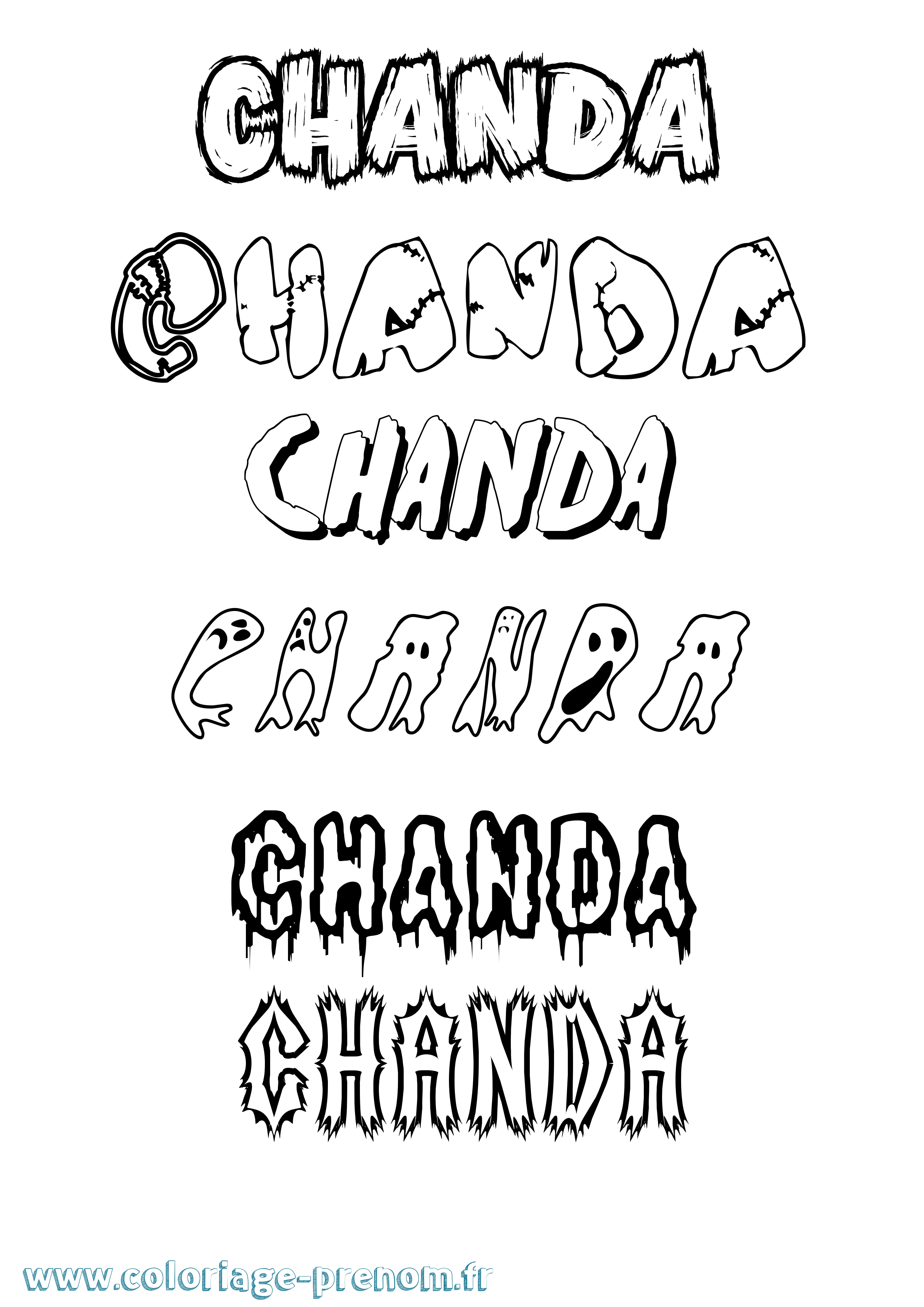 Coloriage prénom Chanda Frisson