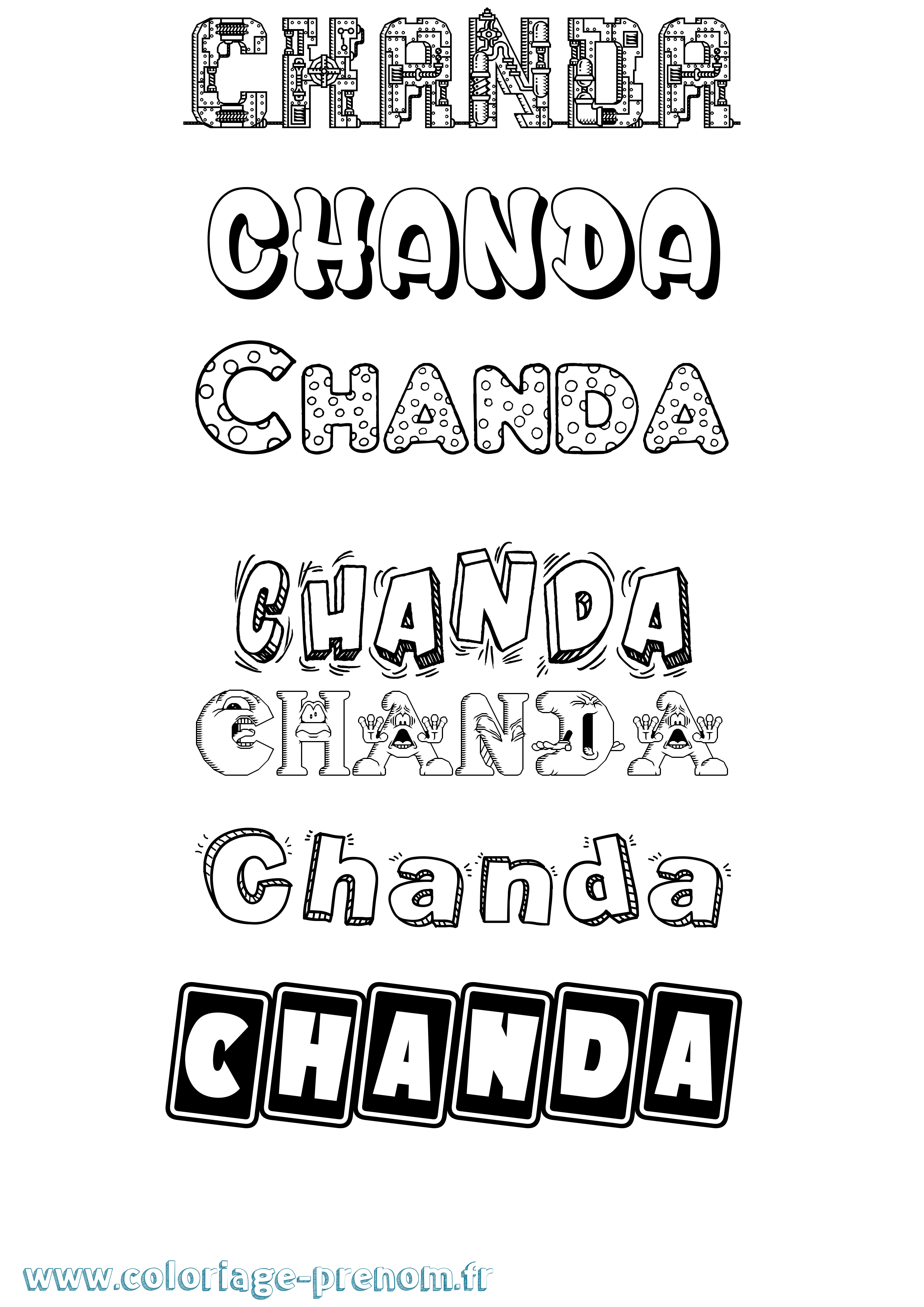 Coloriage prénom Chanda Fun