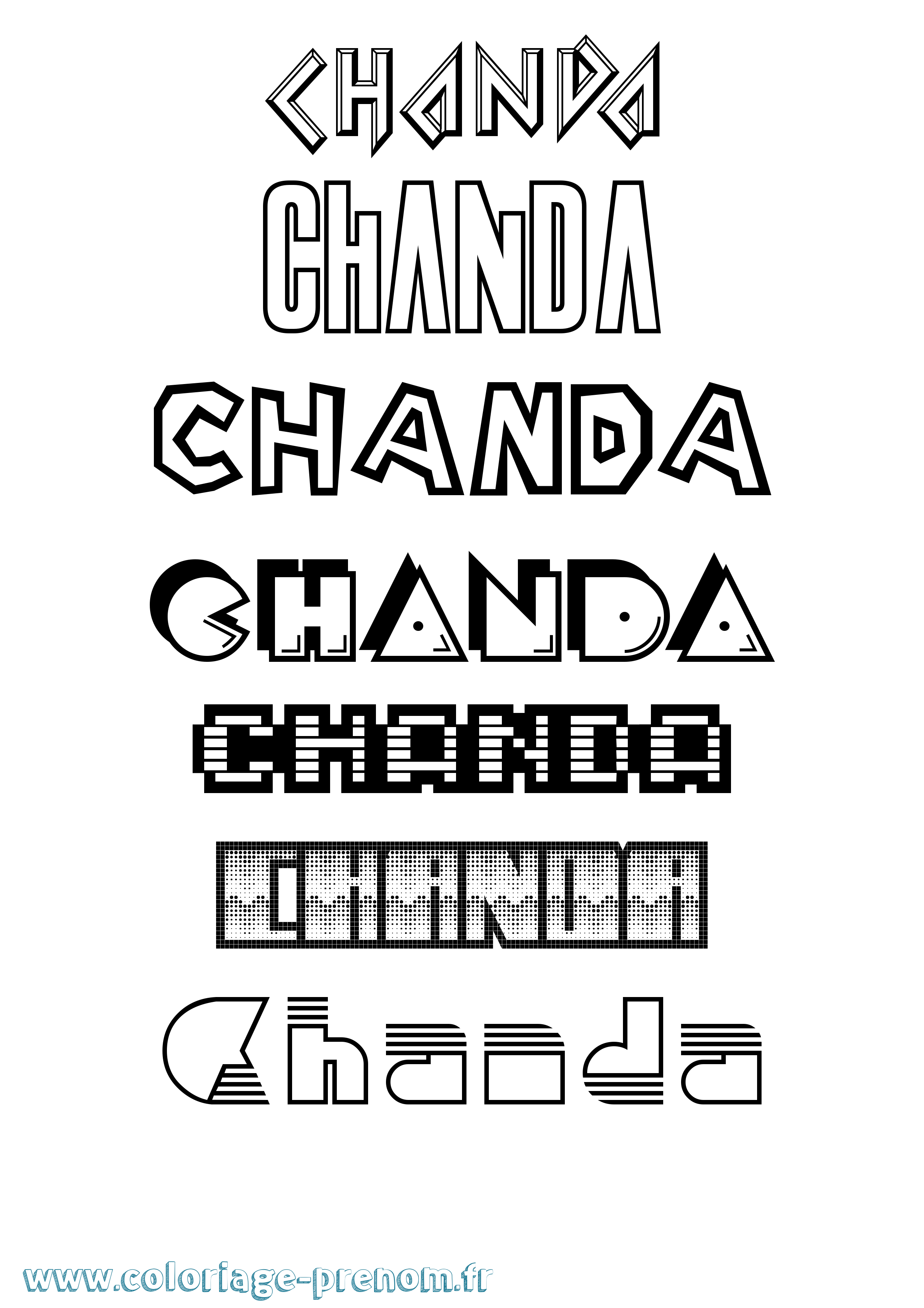 Coloriage prénom Chanda Jeux Vidéos