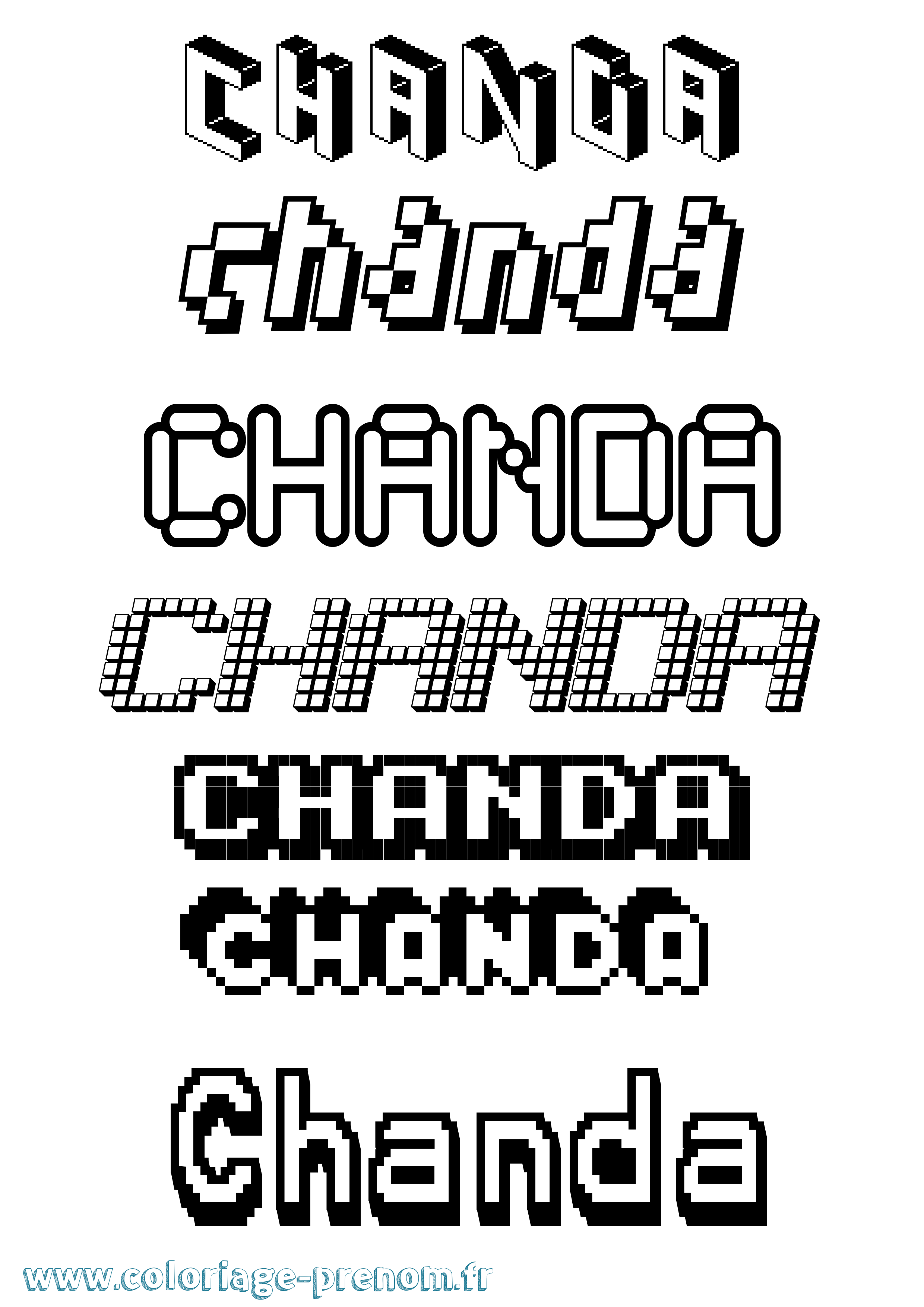 Coloriage prénom Chanda Pixel