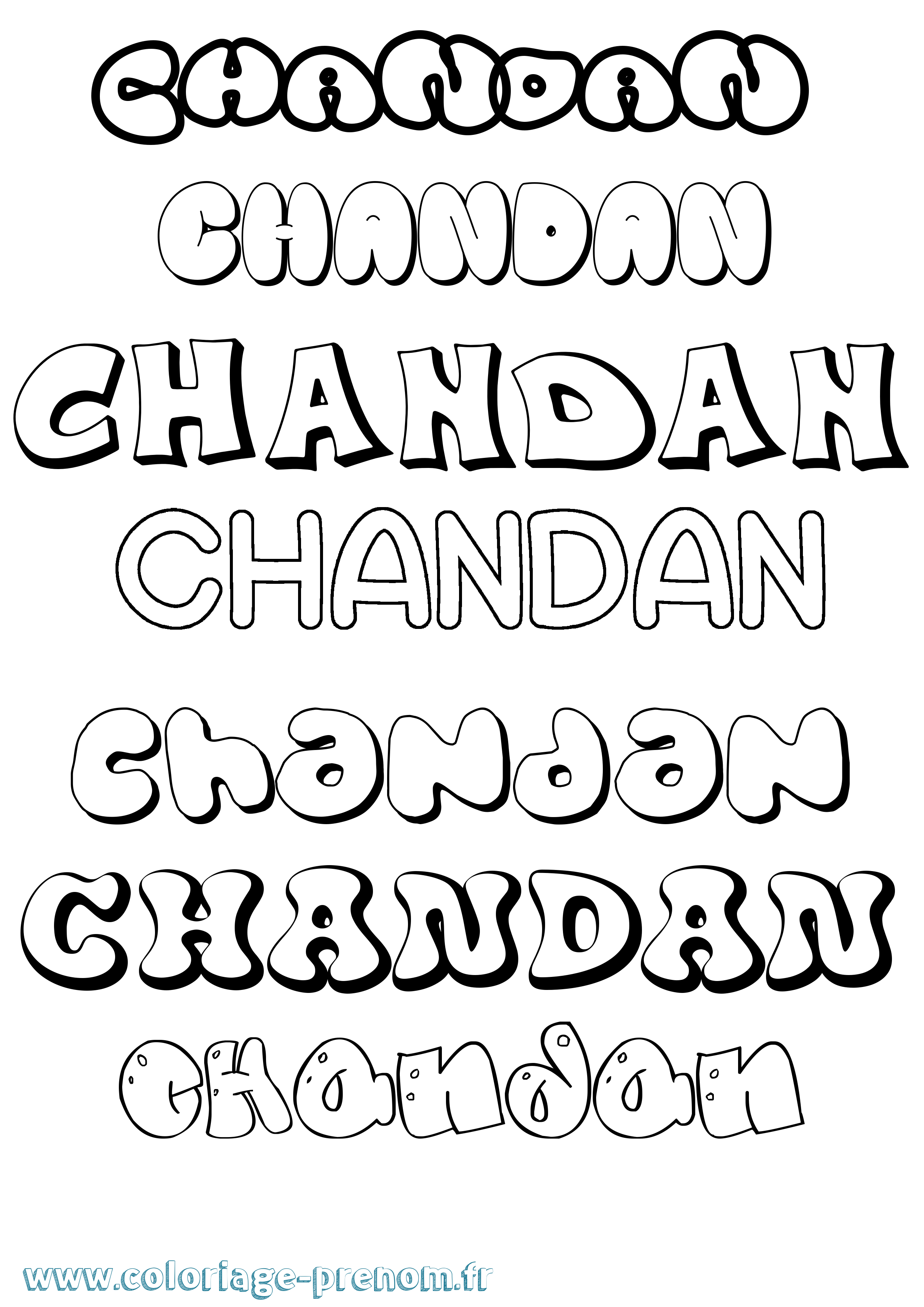 Coloriage prénom Chandan Bubble