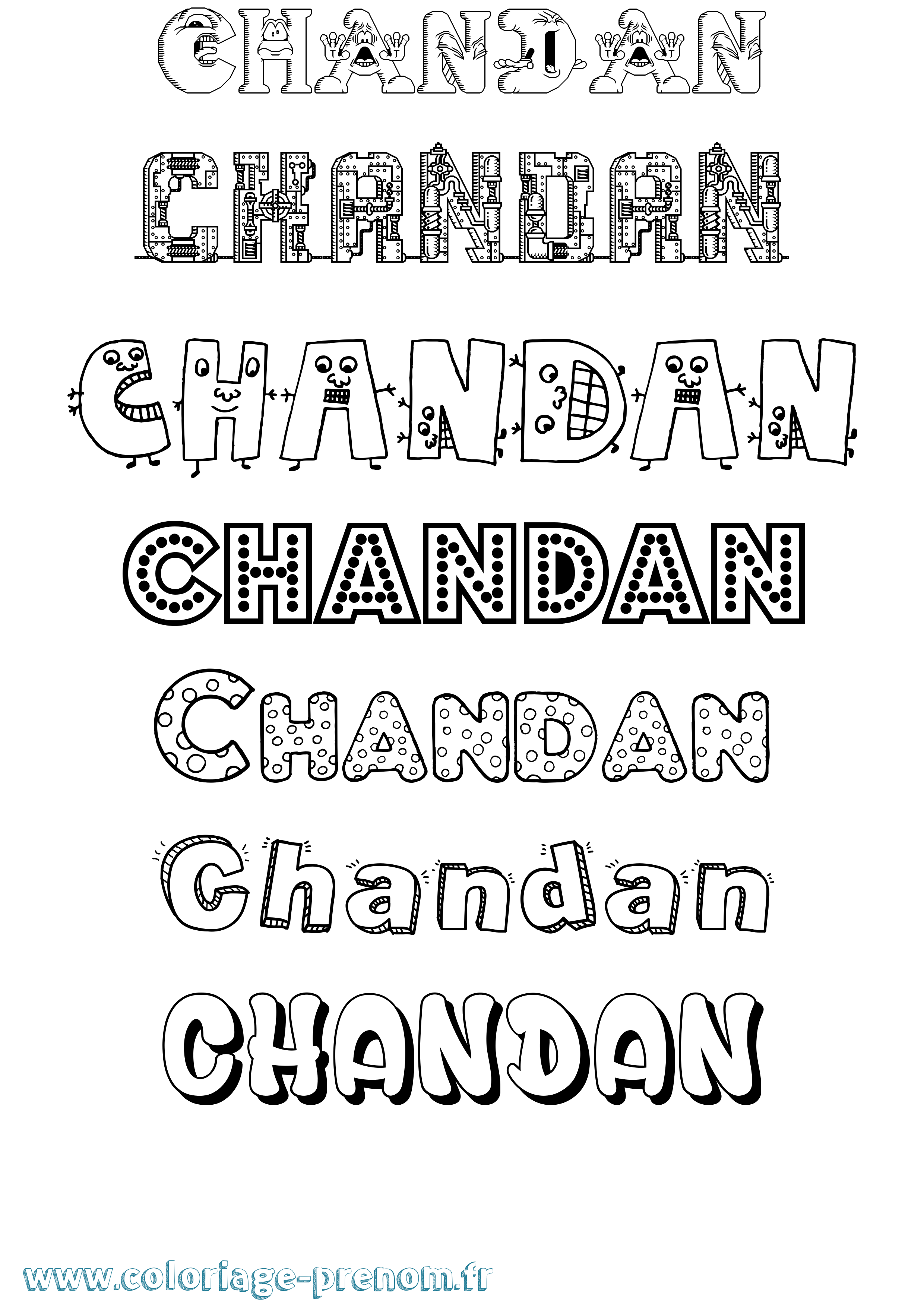 Coloriage prénom Chandan Fun