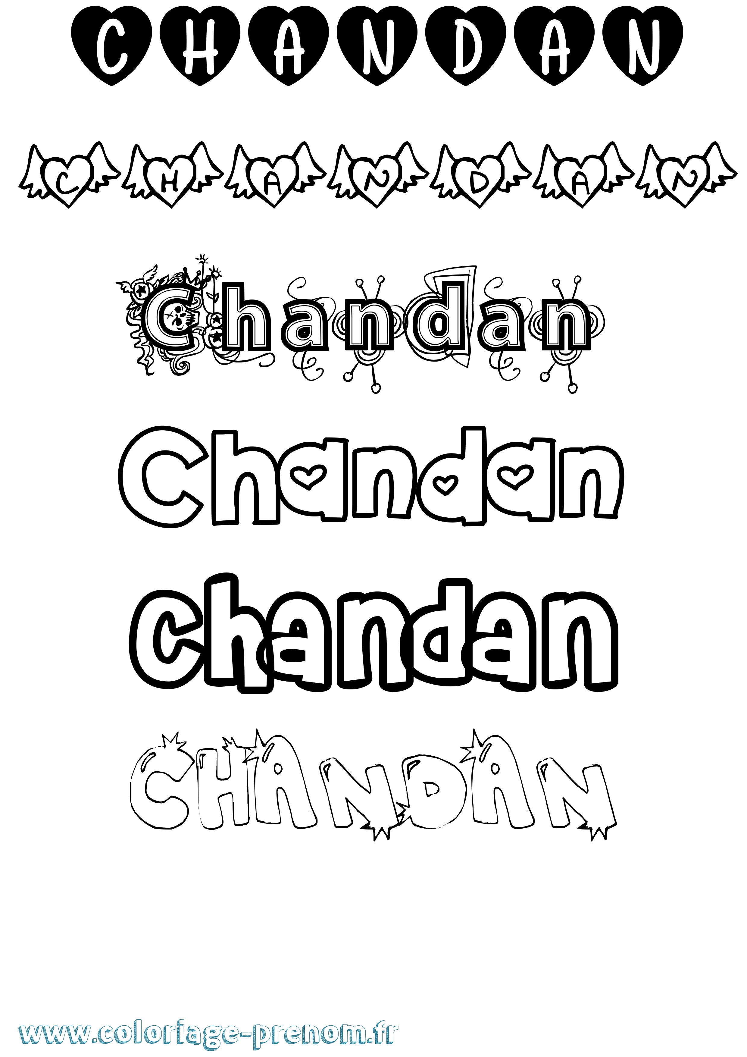 Coloriage prénom Chandan Girly
