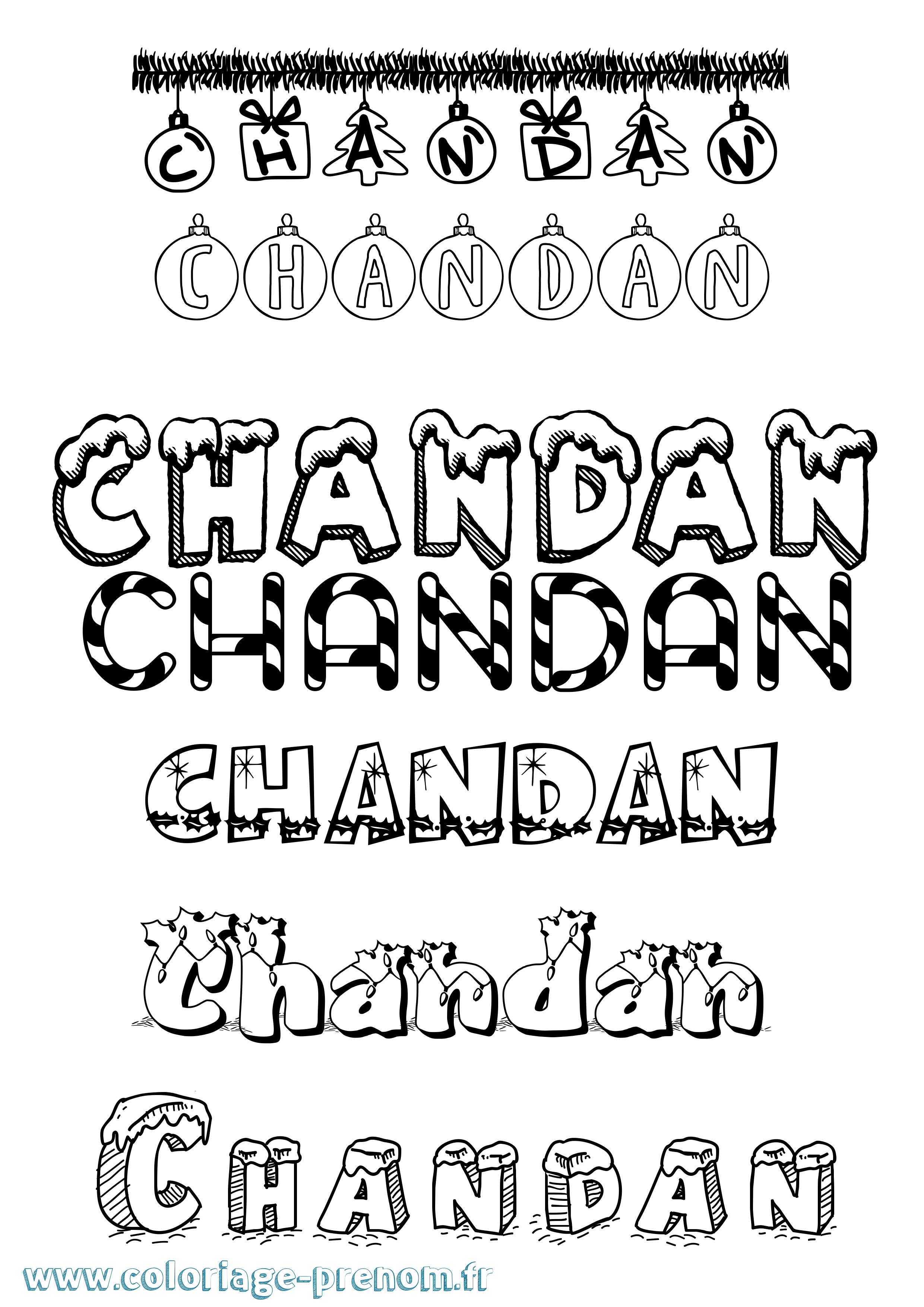 Coloriage prénom Chandan Noël