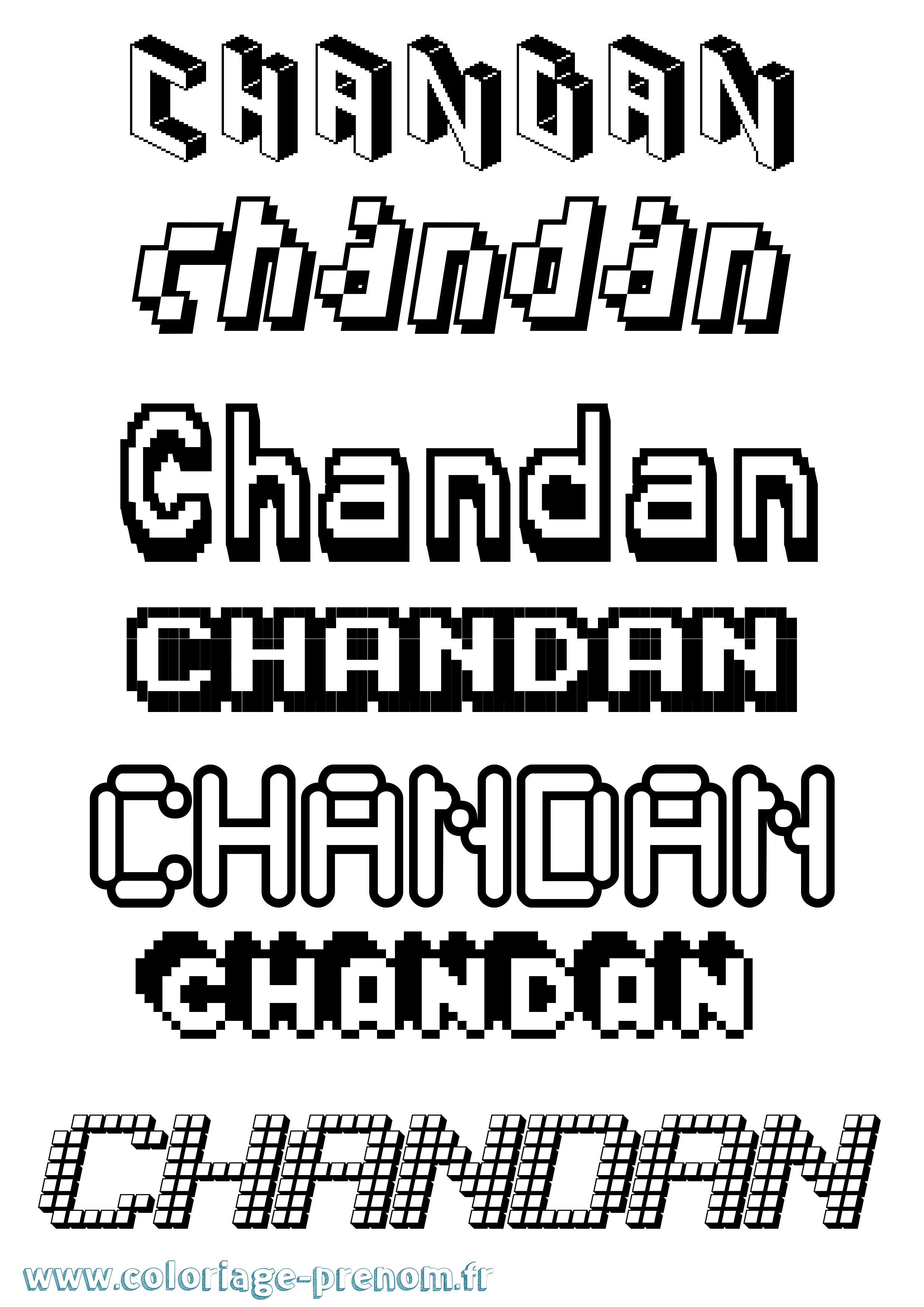 Coloriage prénom Chandan Pixel