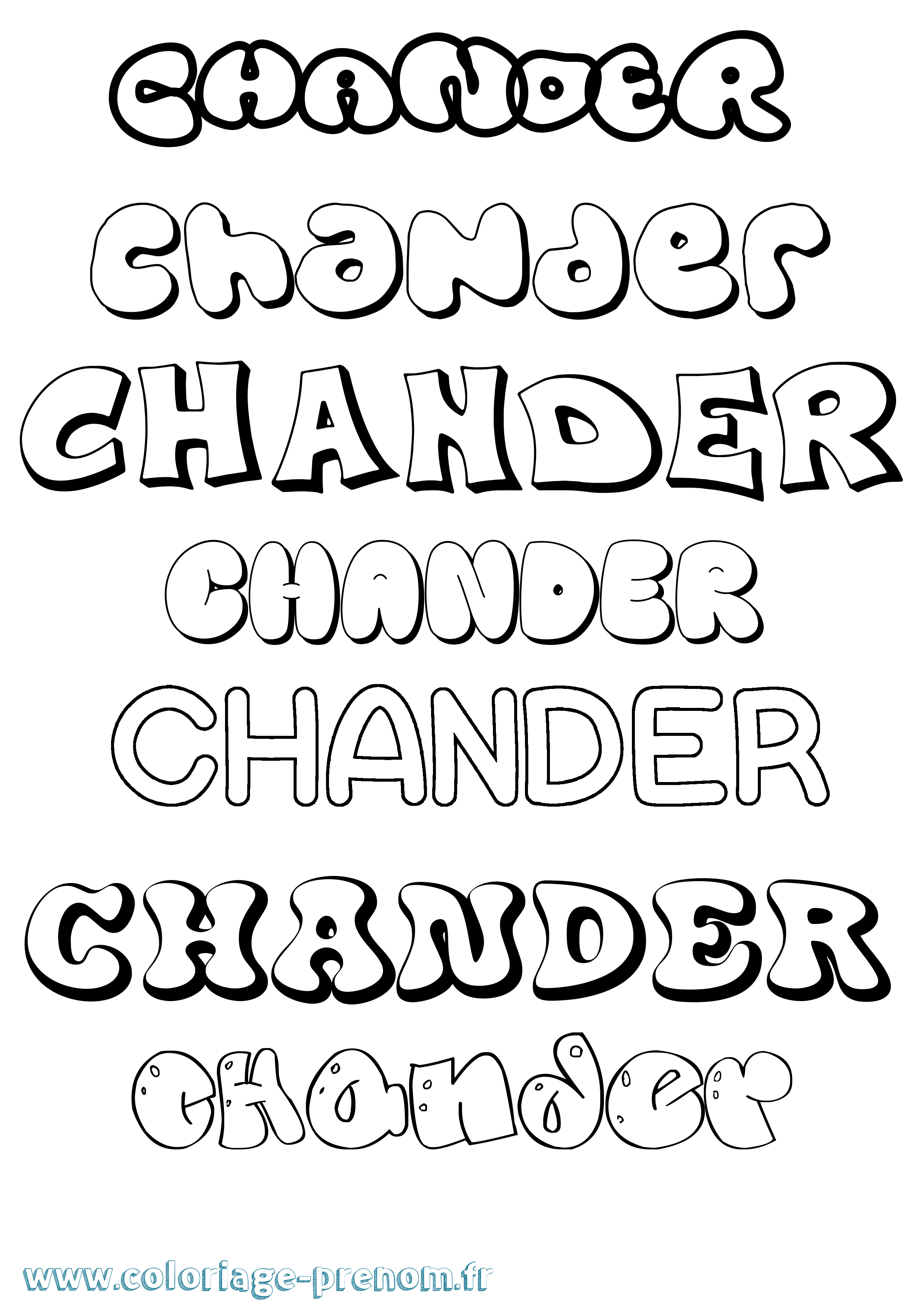 Coloriage prénom Chander Bubble