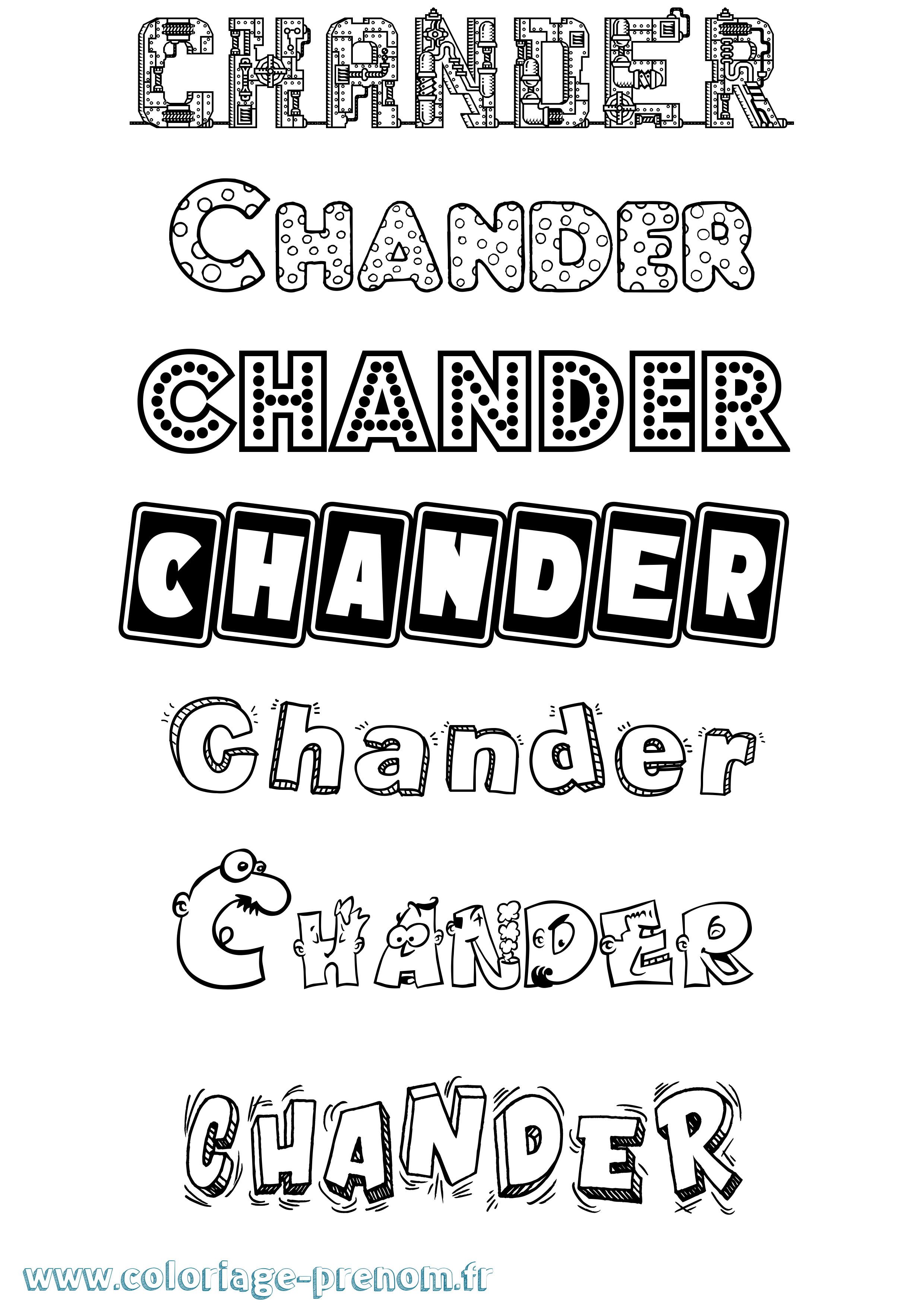 Coloriage prénom Chander Fun