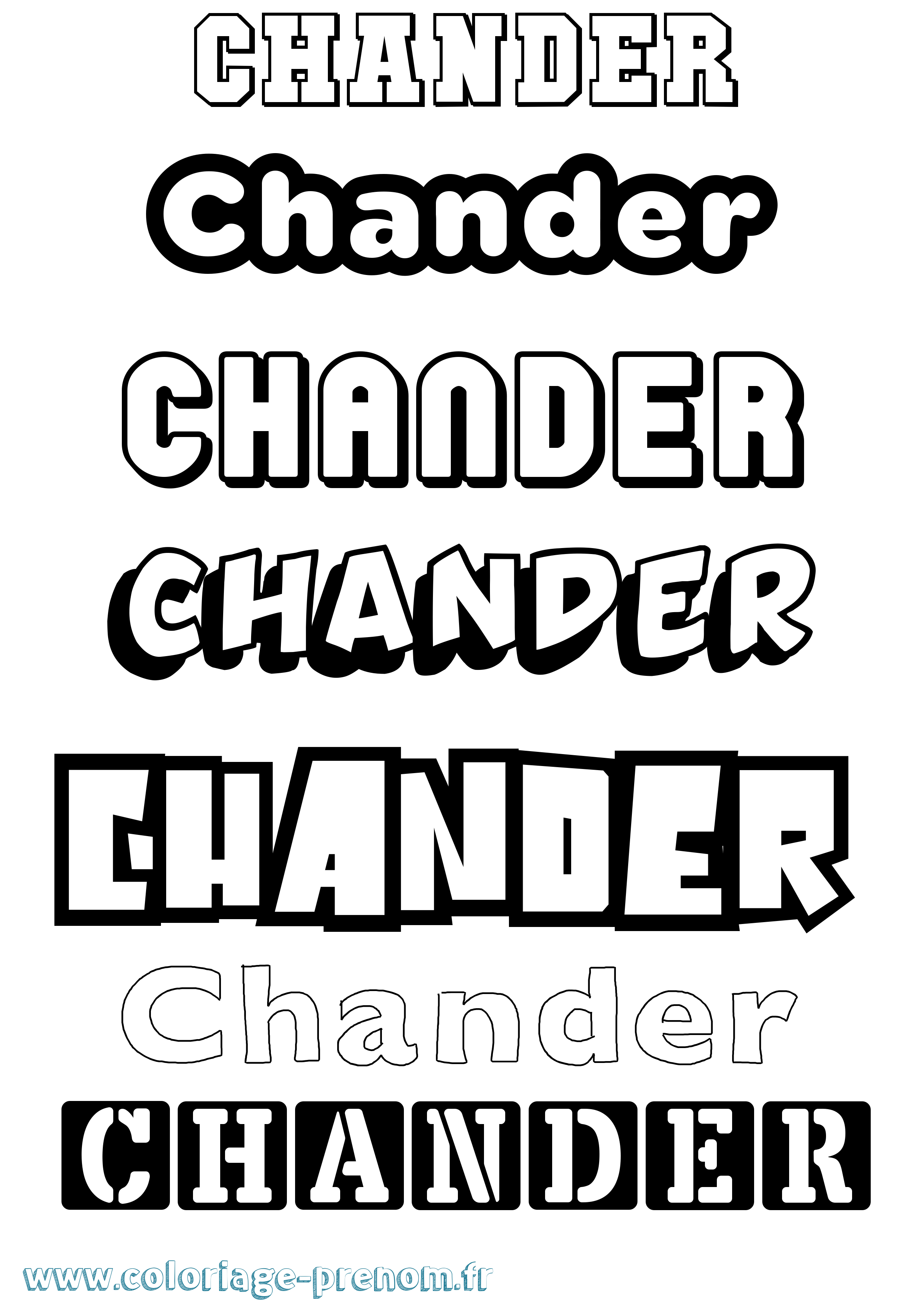 Coloriage prénom Chander Simple