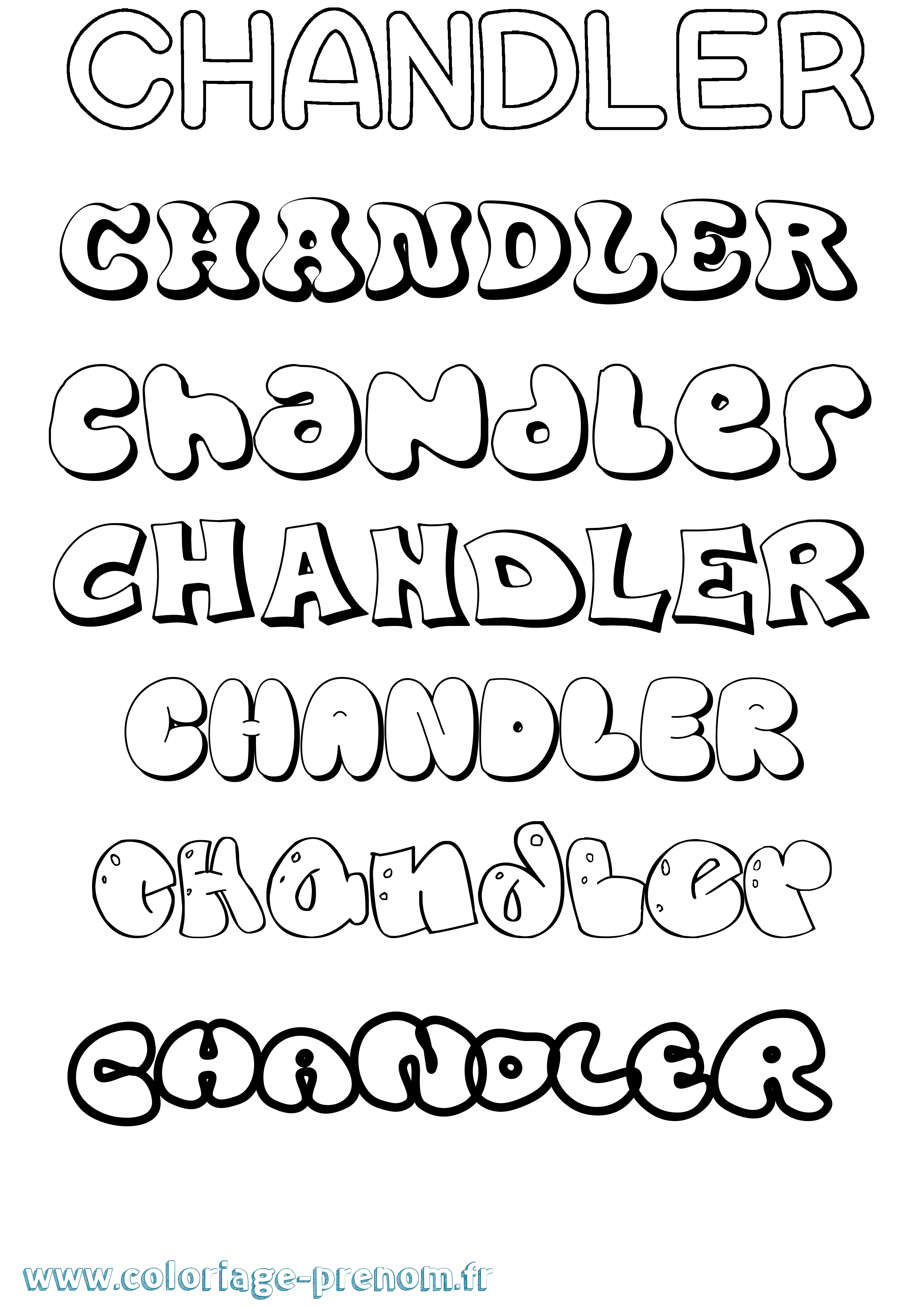 Coloriage prénom Chandler Bubble