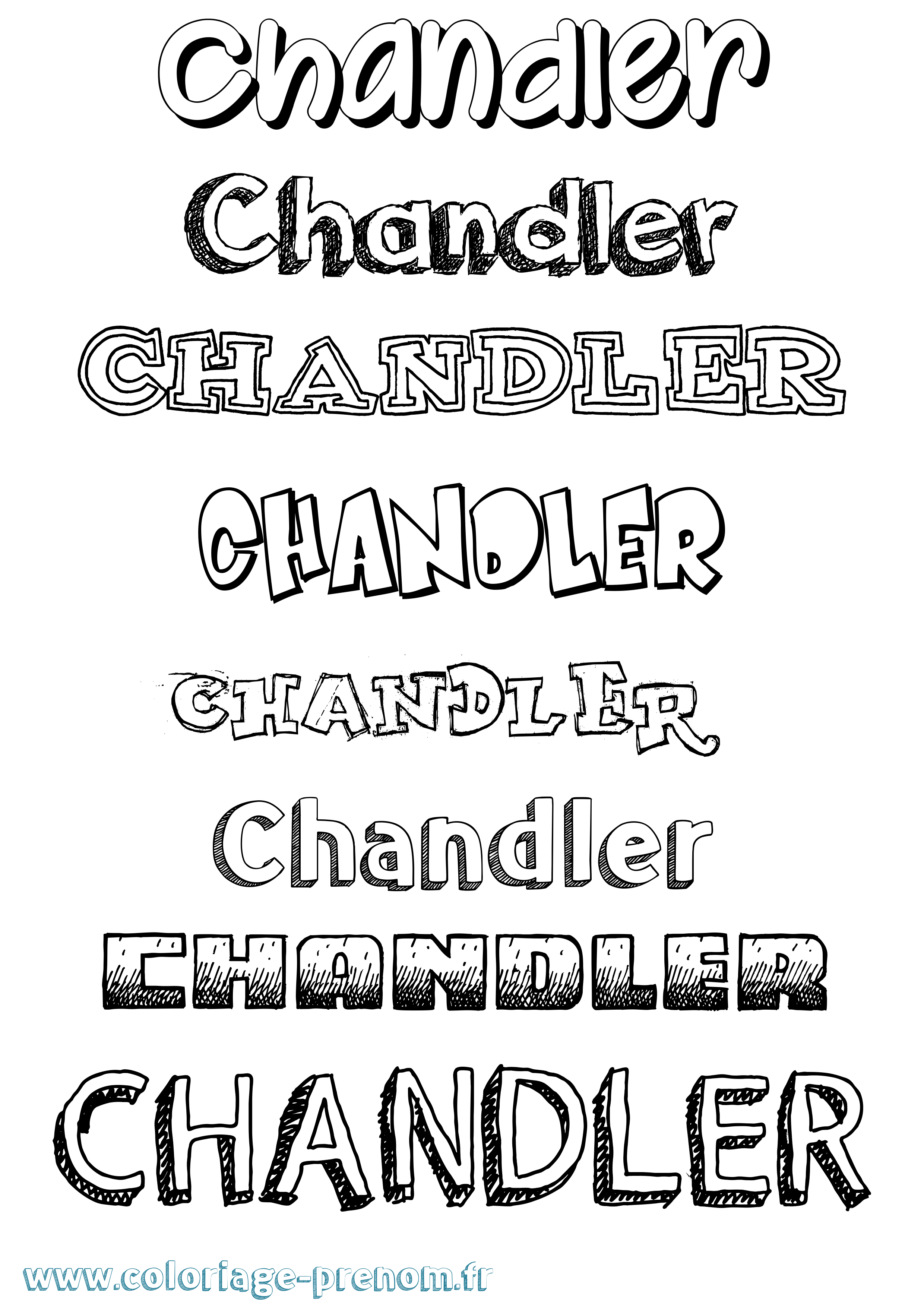Coloriage prénom Chandler Dessiné