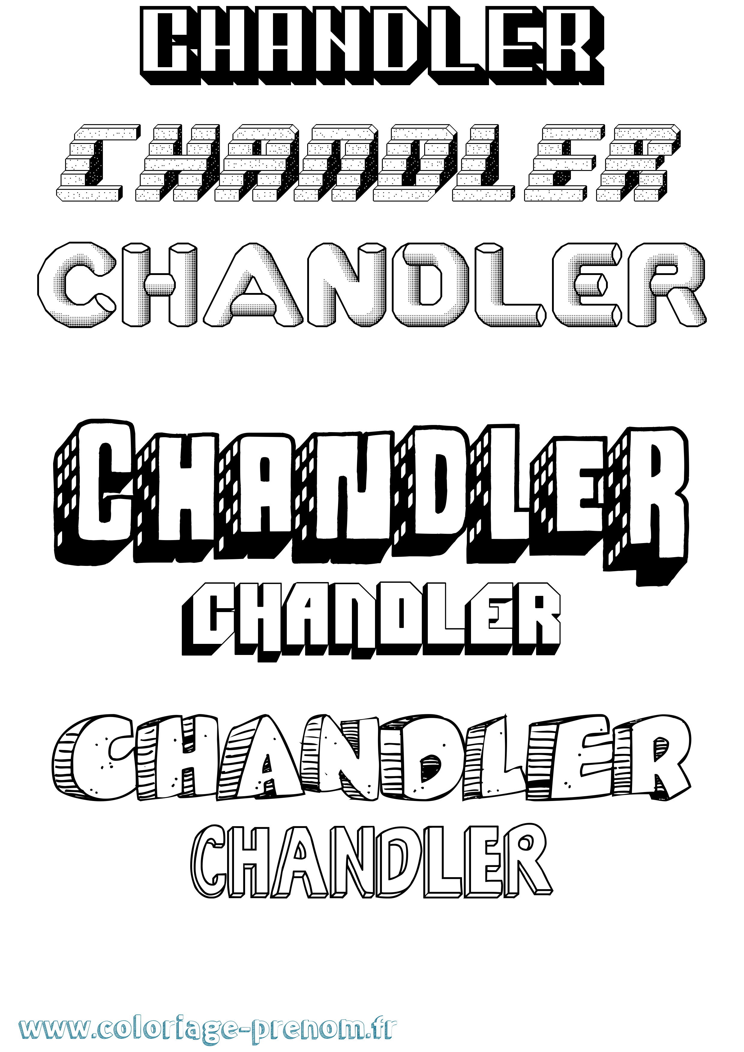 Coloriage prénom Chandler Effet 3D