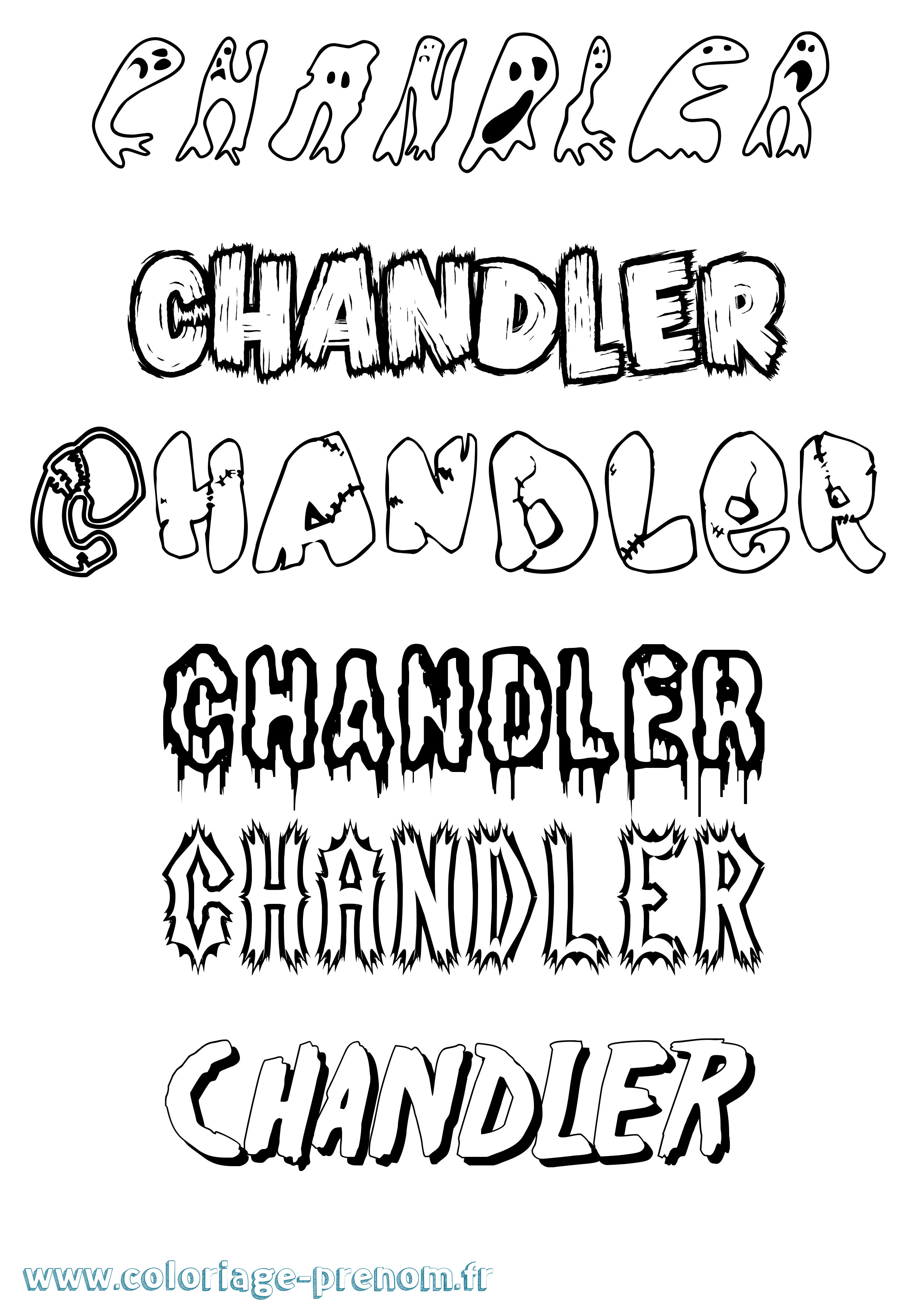 Coloriage prénom Chandler Frisson